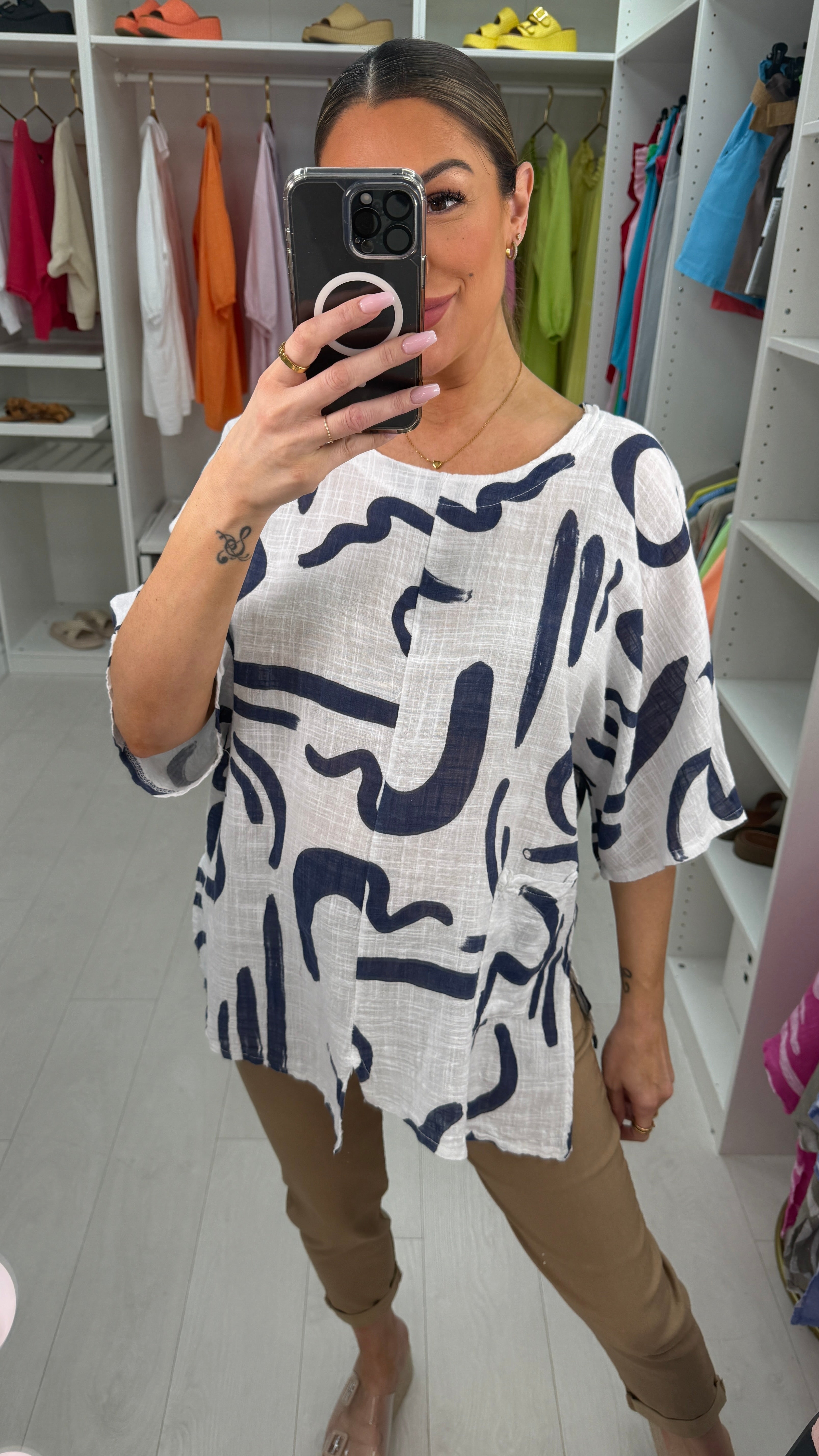 Kehlani Abstract Print Loose Fit Top