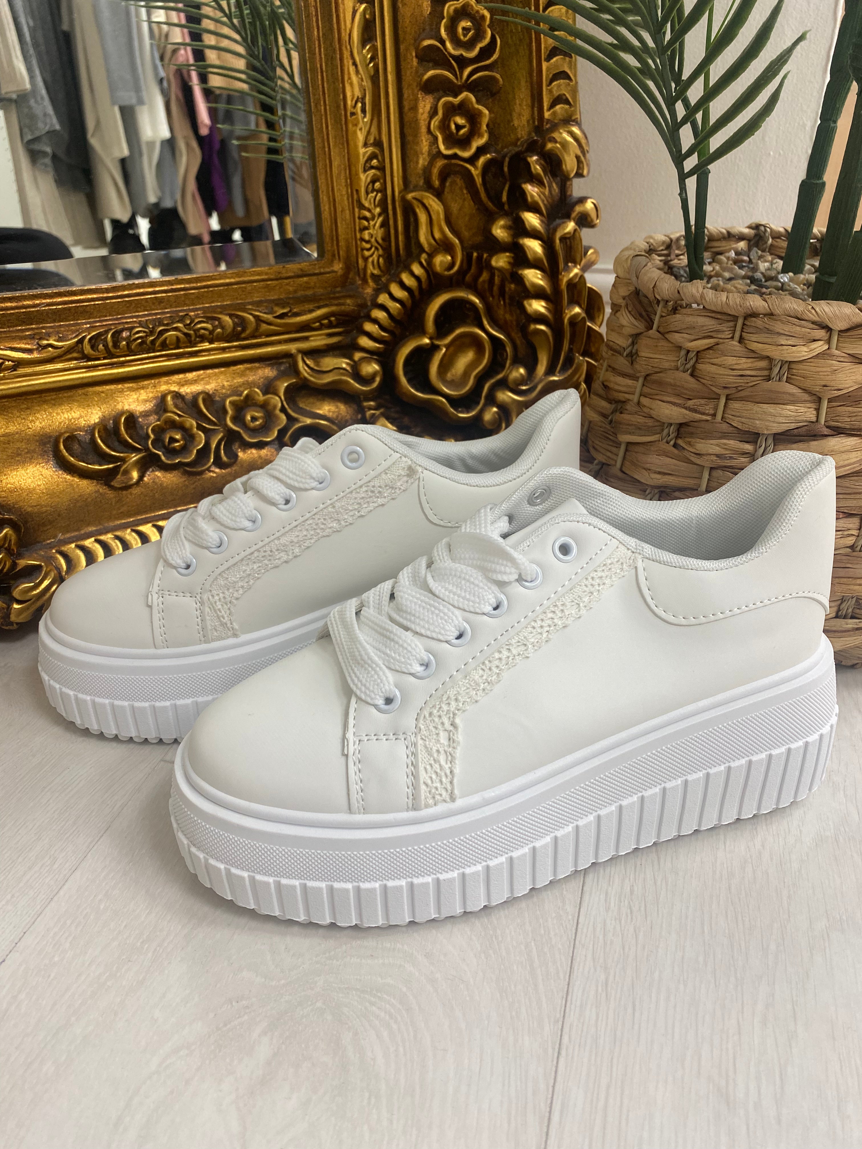 Joanna Plain Embroidery Detail Platform Trainers