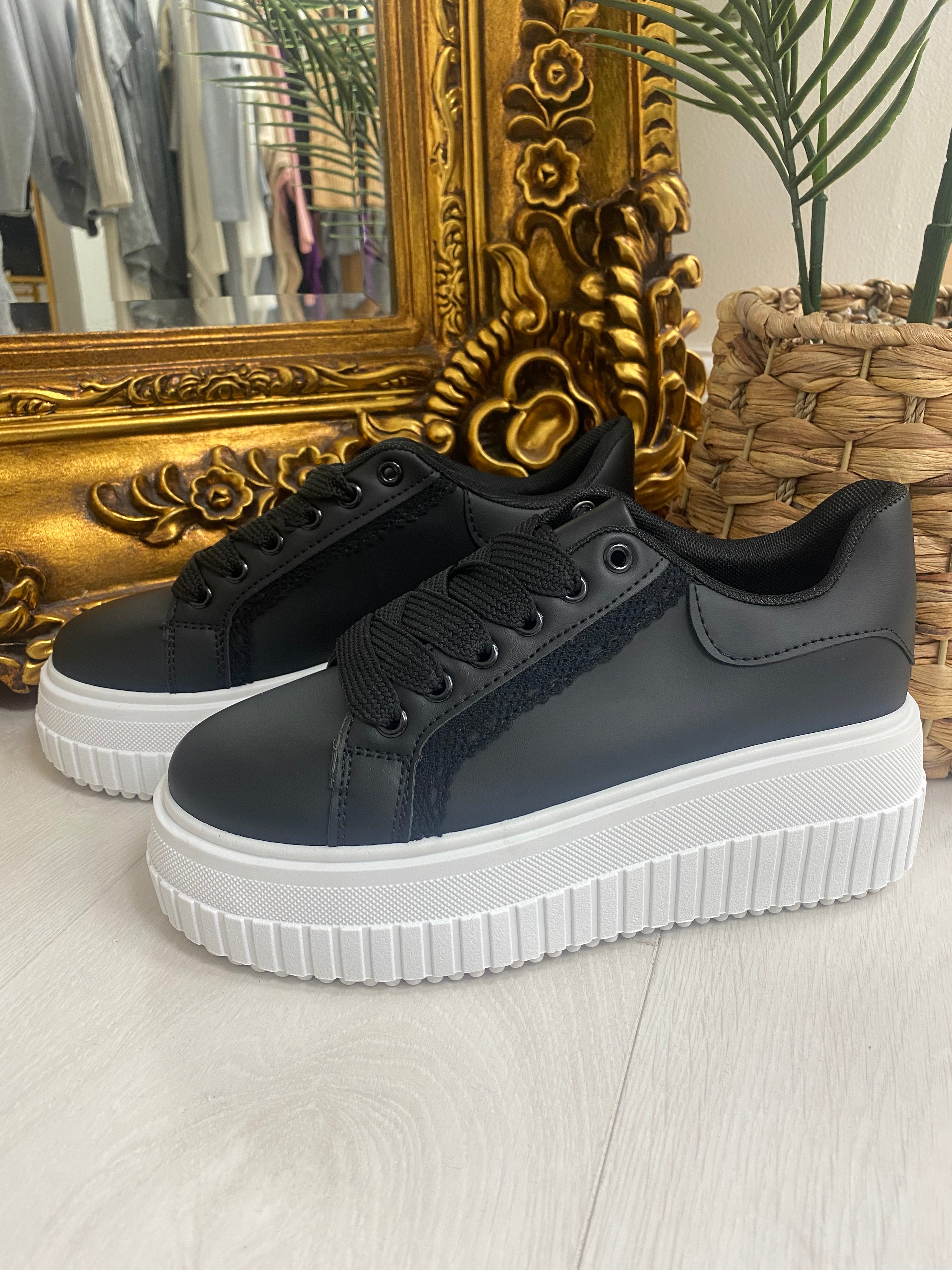 Joanna Plain Embroidery Detail Platform Trainers