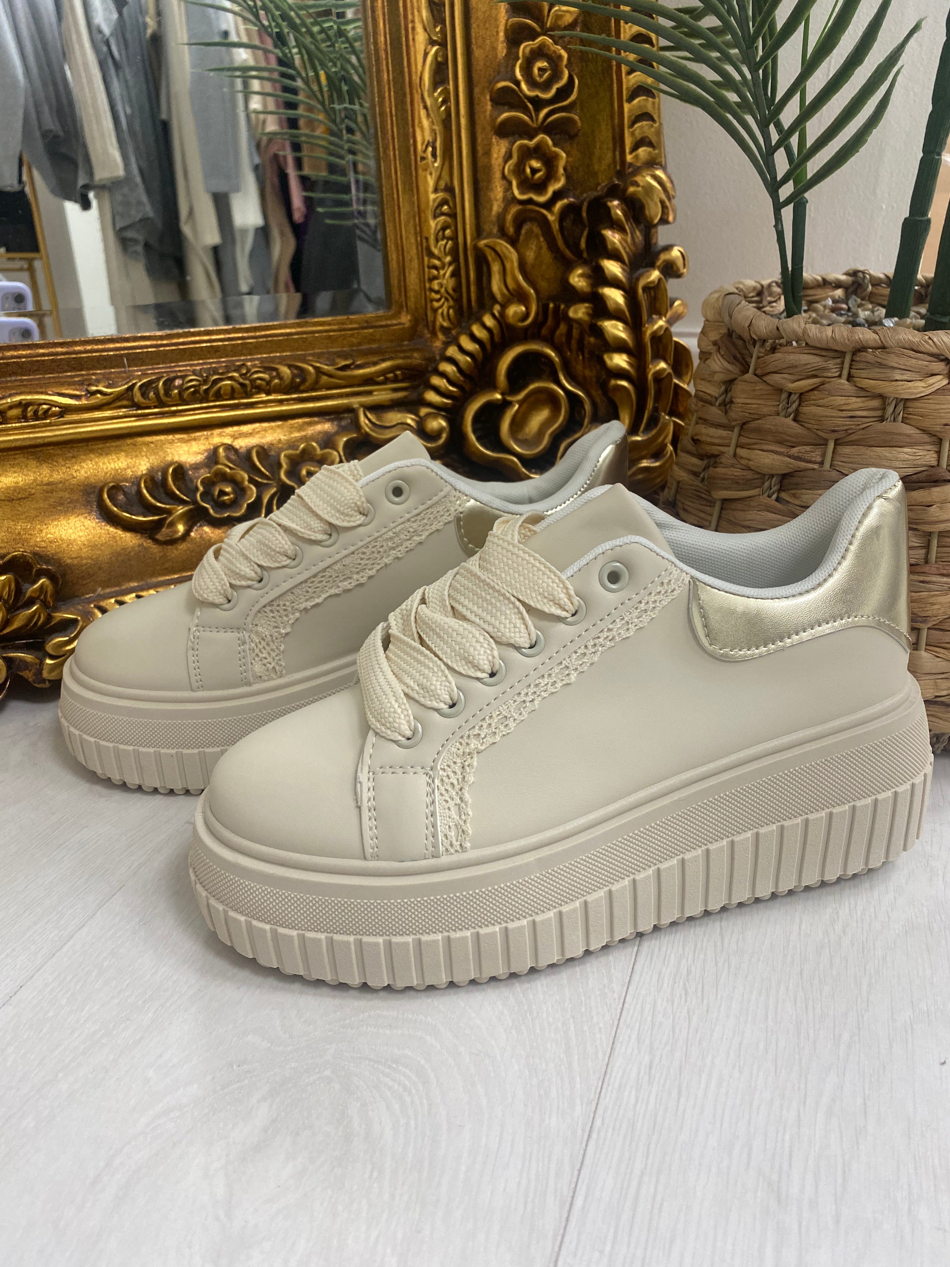 Joanna Plain Embroidery Detail Platform Trainers