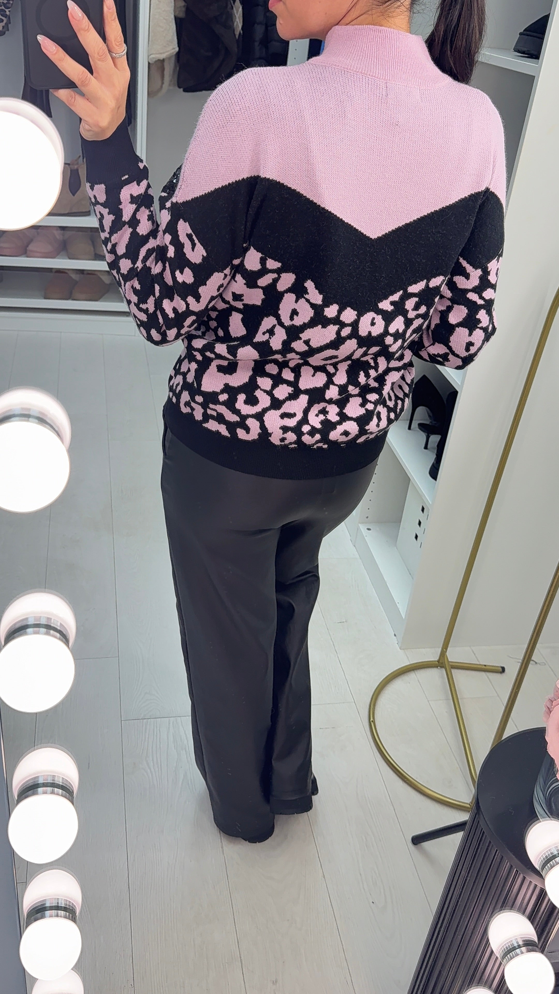 Novie Leopard Print & Sequin Panel Jumper