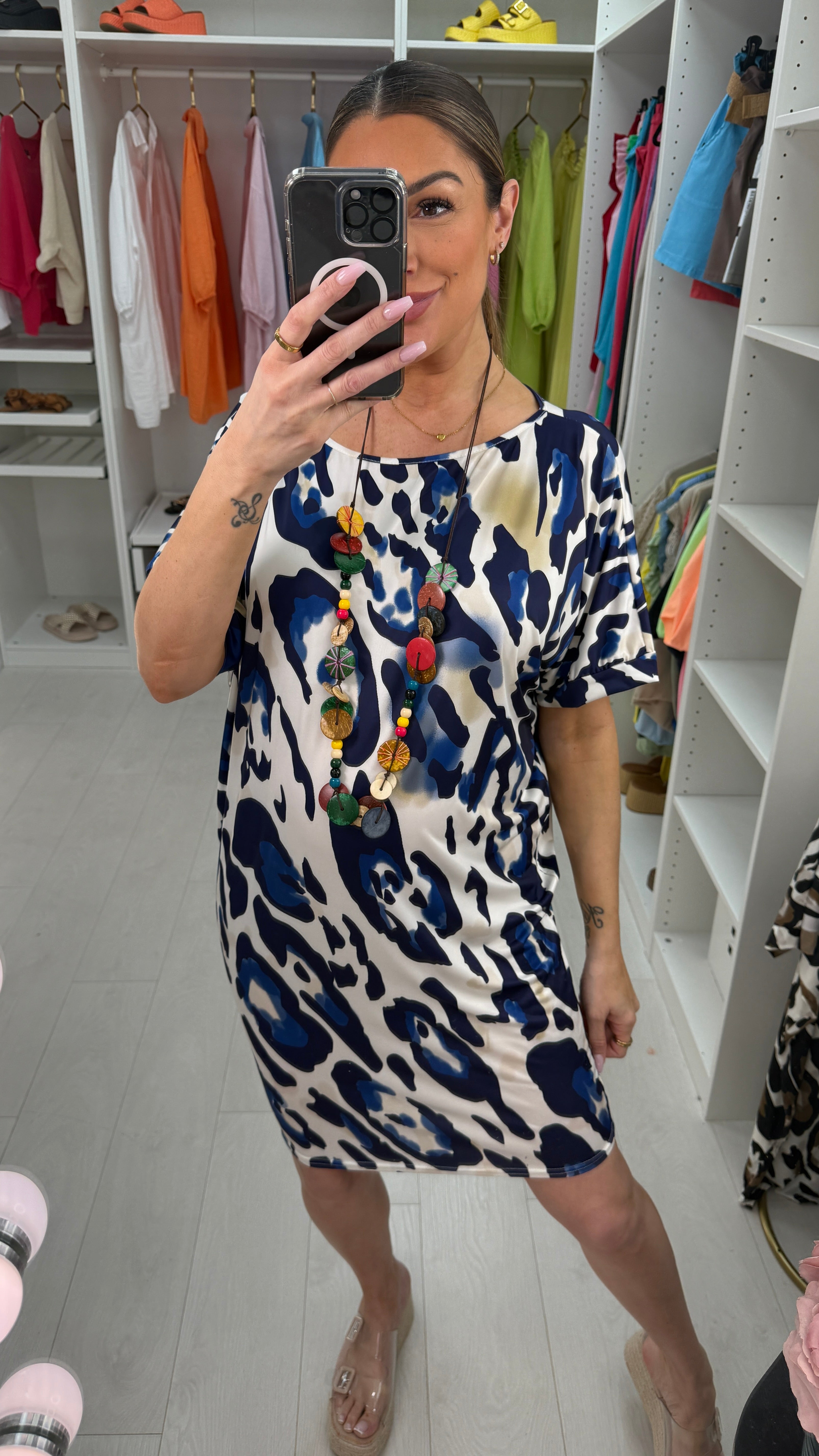 Wrenley Leopard Print Loose Fit Midi Dress