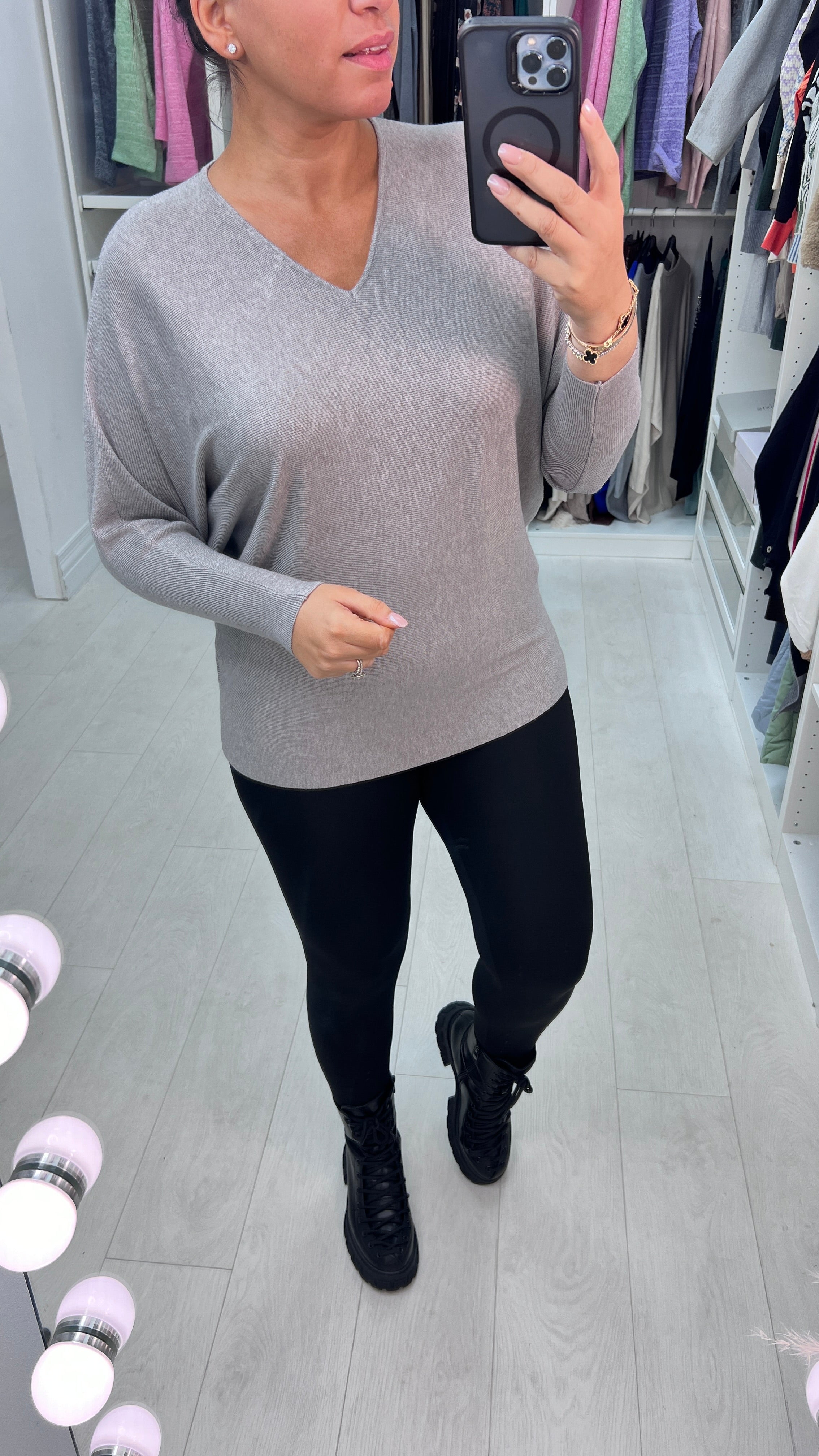 Arch Diamante Peace Sign Ribbed Jumper