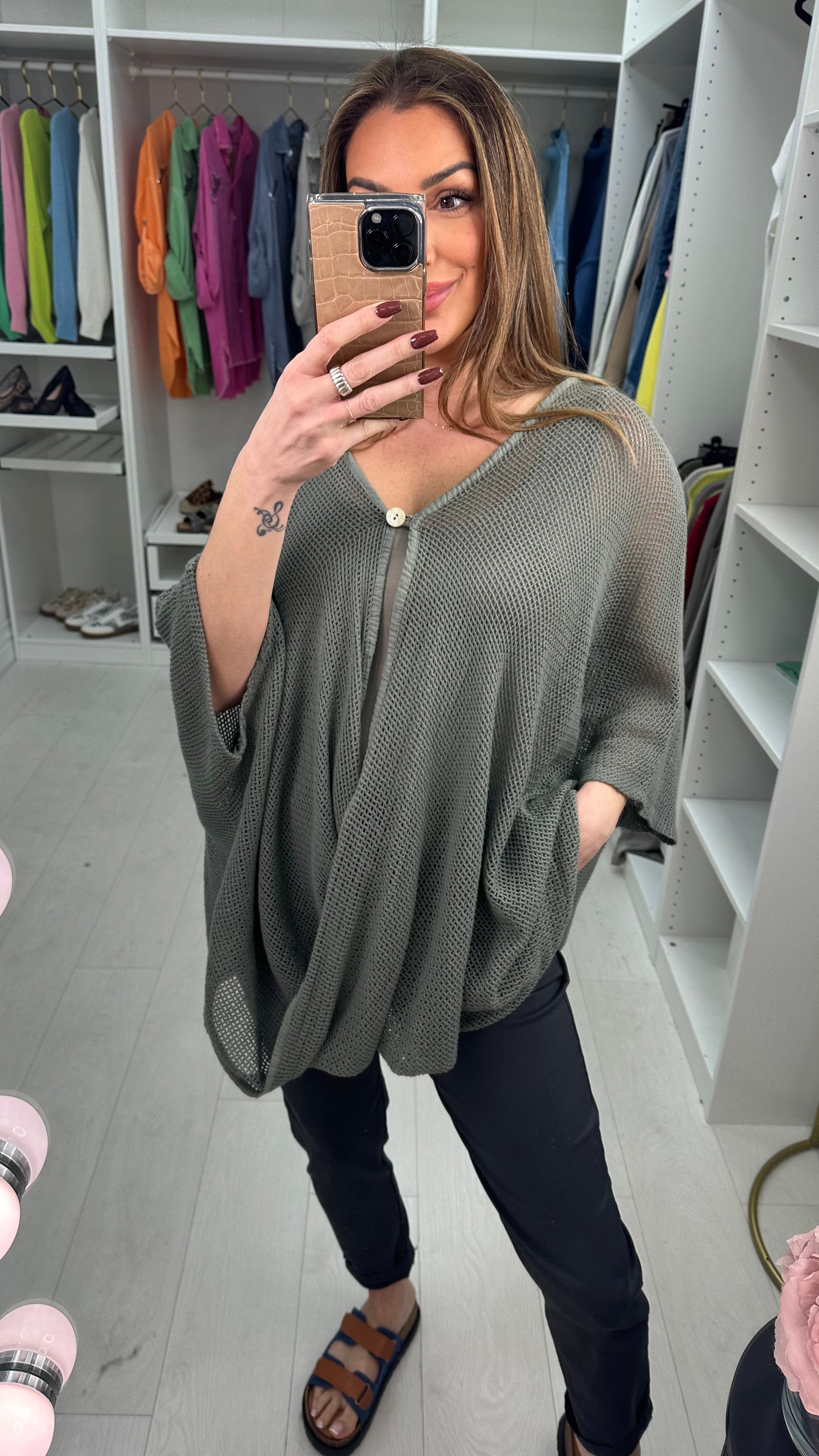 Missy Plain Crochet Draped Wrap-Effect Top