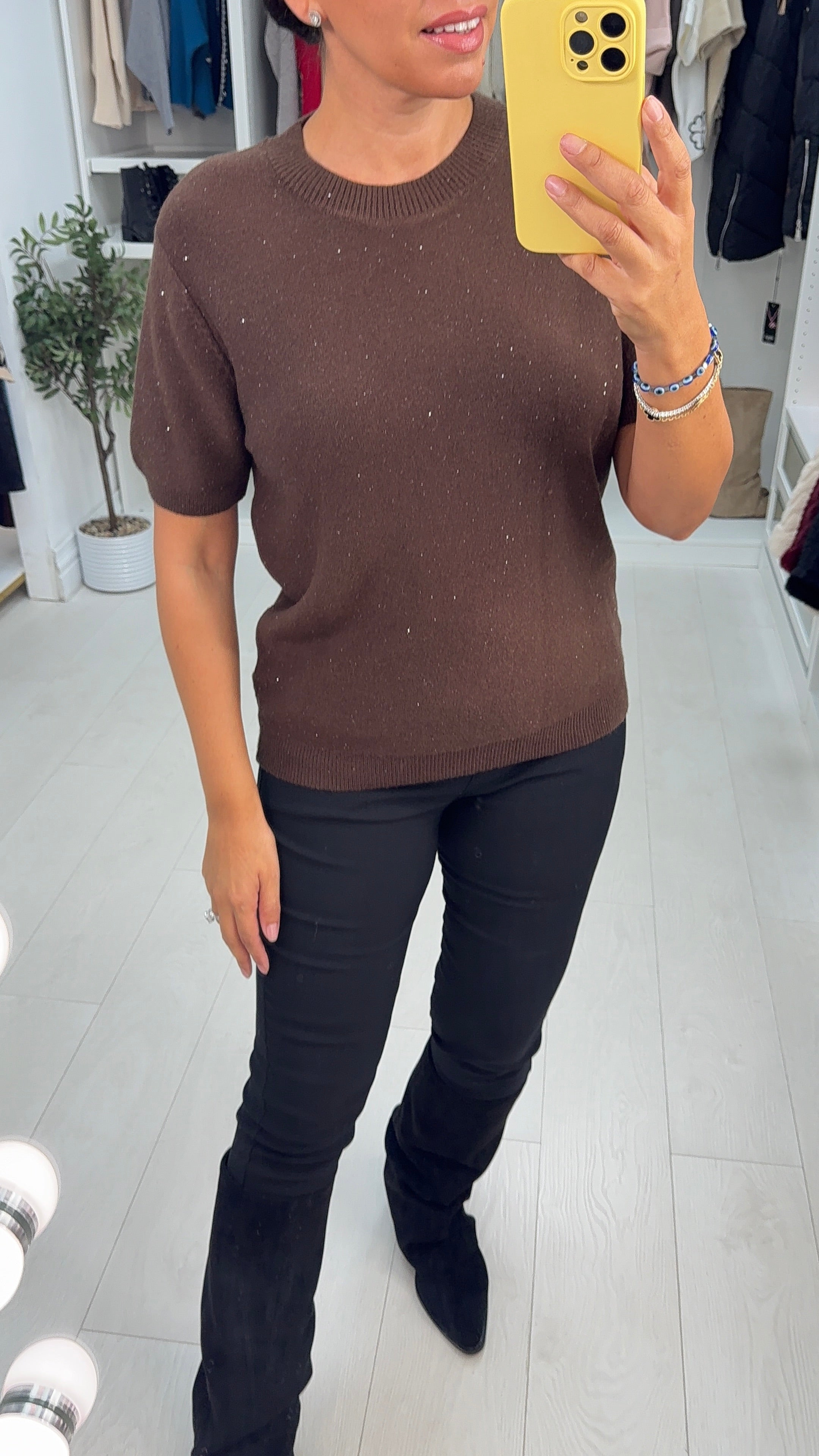 Jayda Sequin Detailed Short Sleeve Jumper