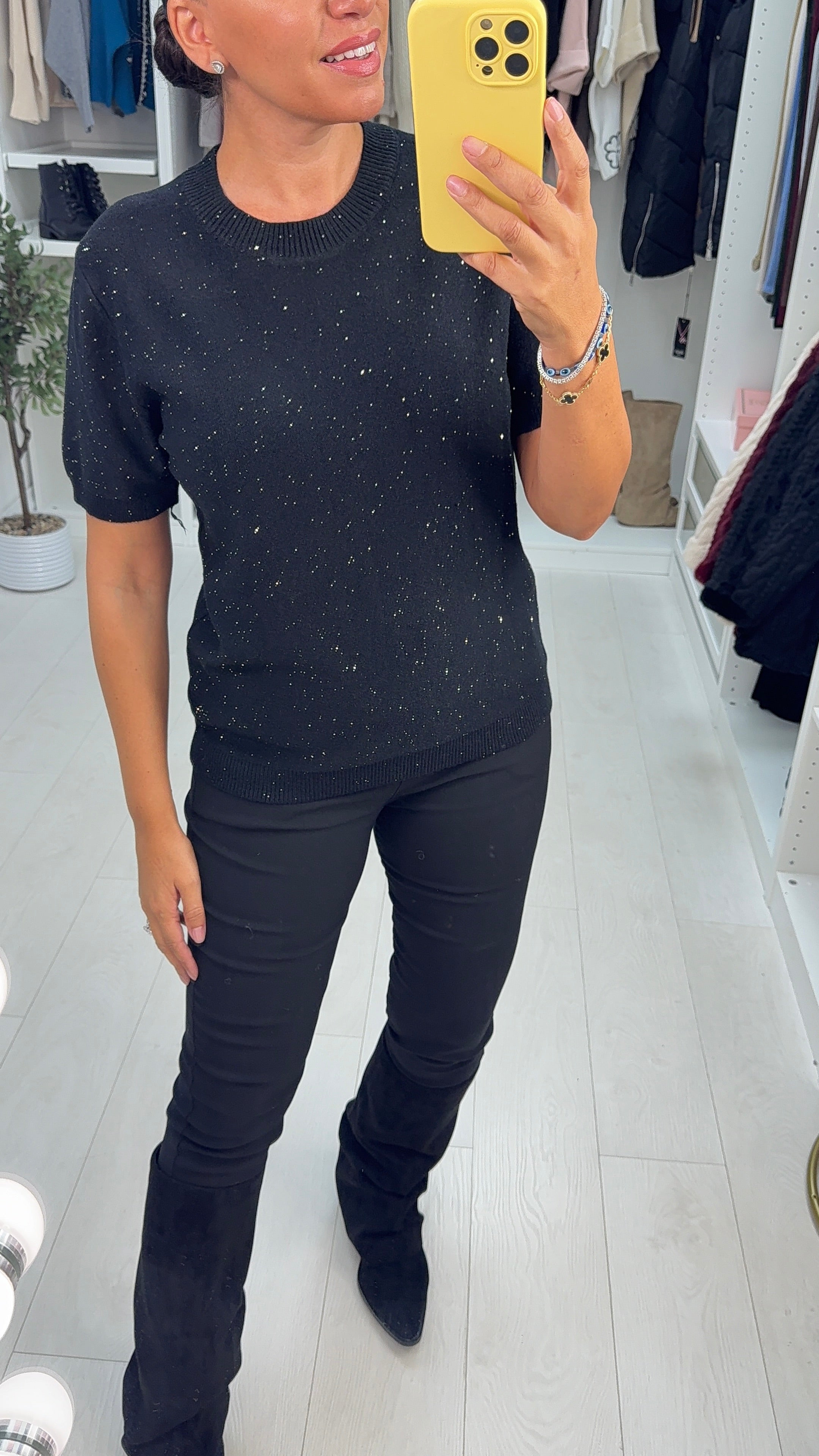 Jayda Sequin Detailed Short Sleeve Jumper