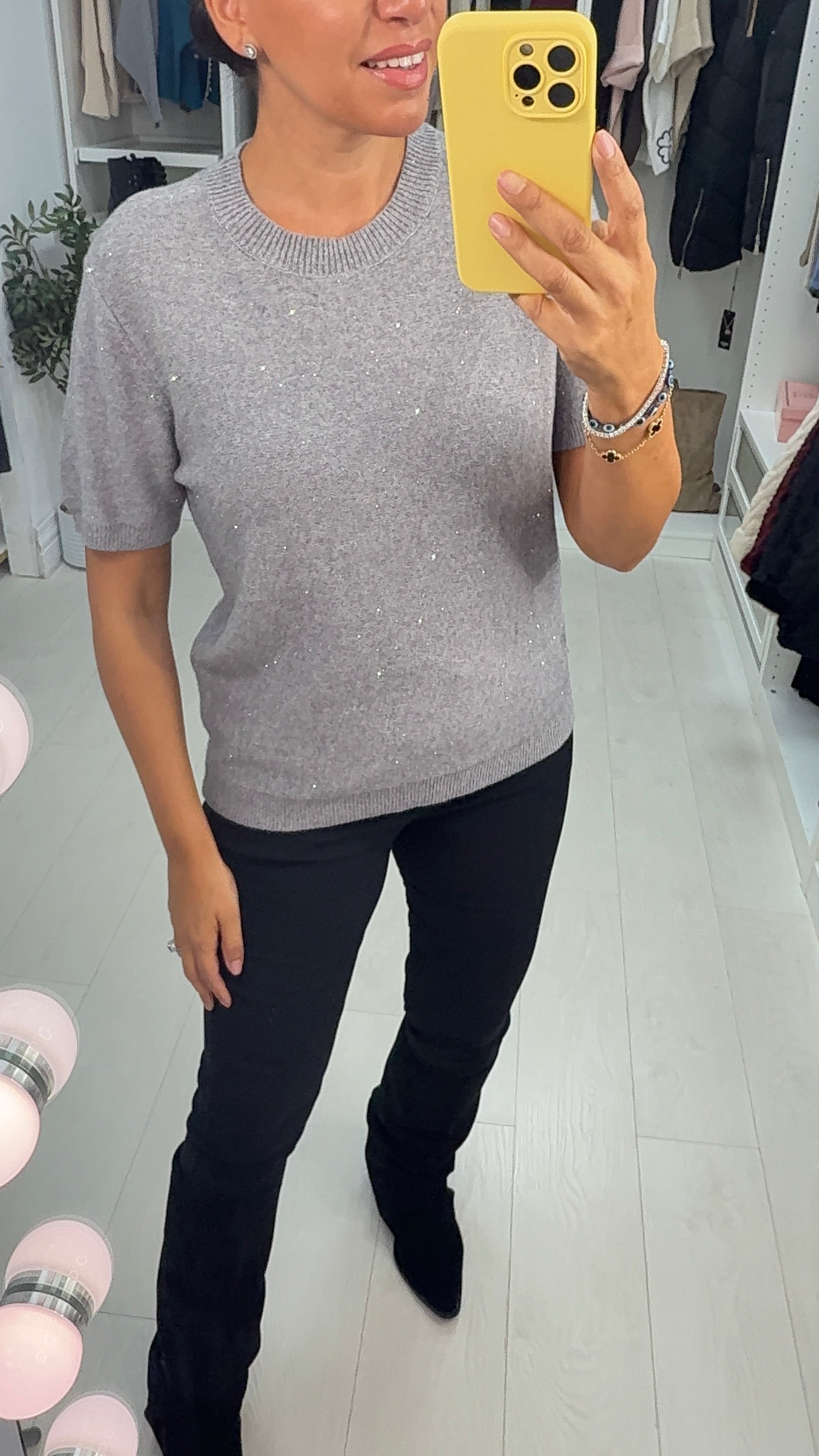 Jayda Sequin Detailed Short Sleeve Jumper