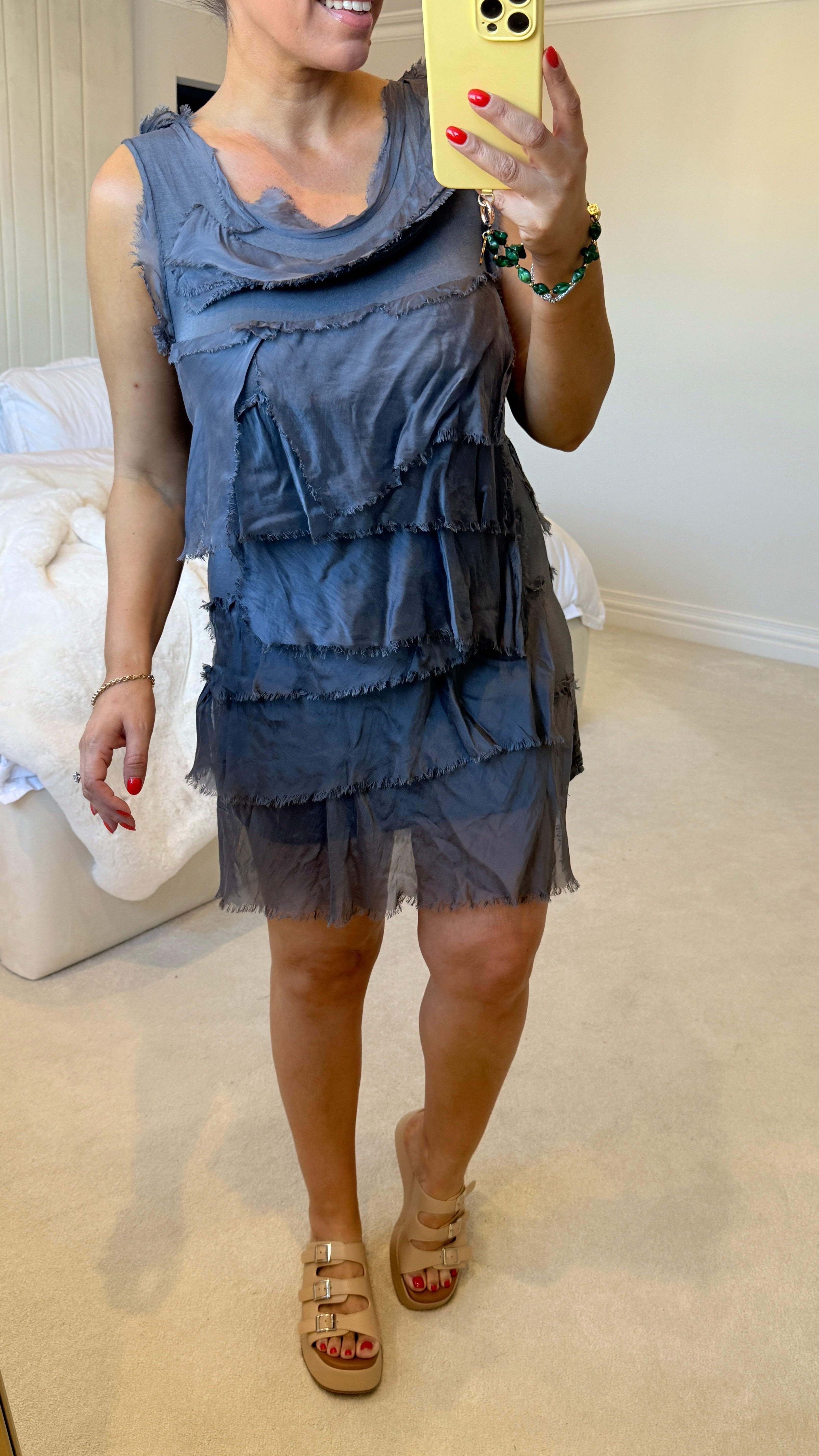 Imanisa Silk Ruffle Dress
