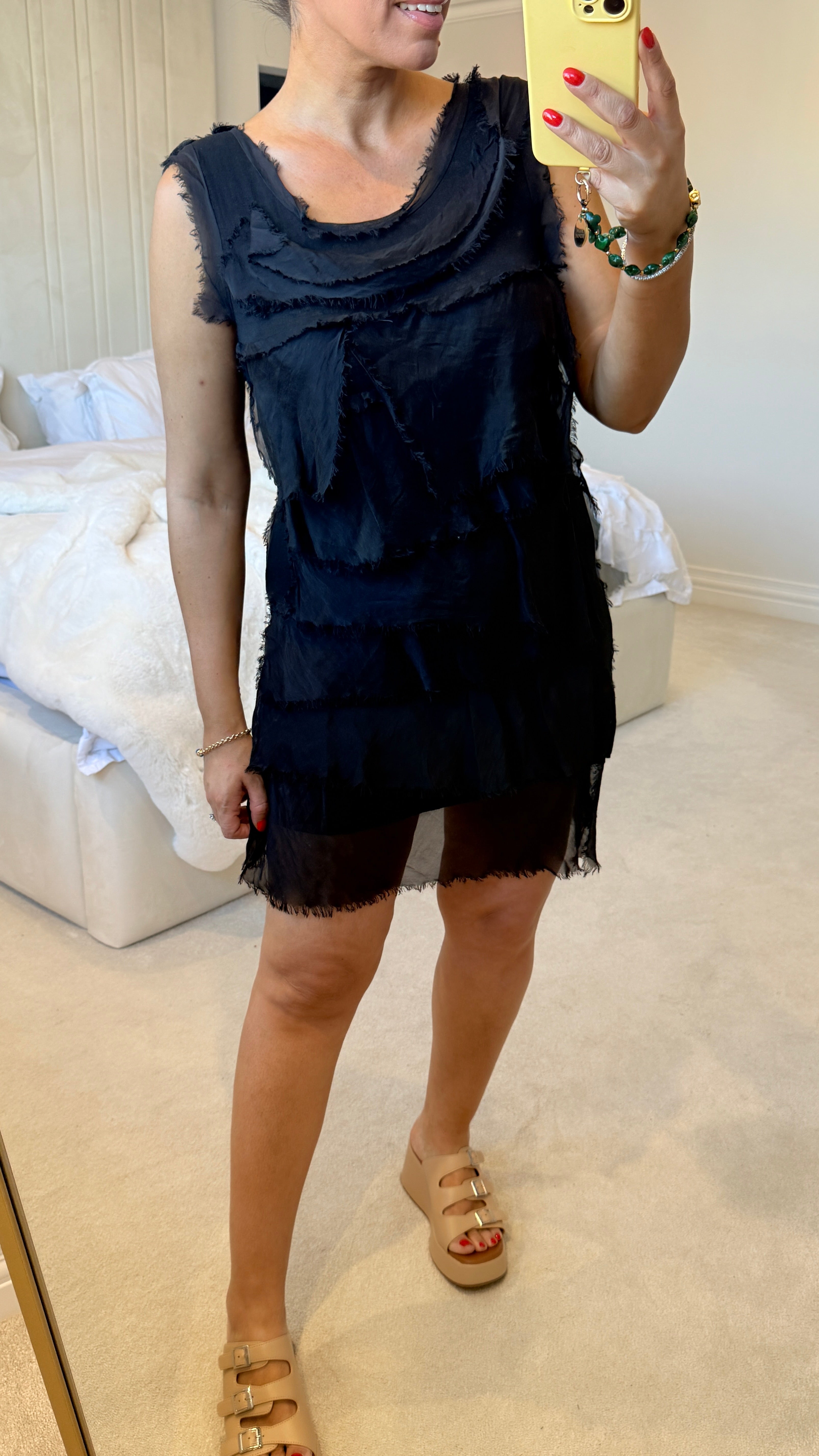 Imanisa Silk Ruffle Dress