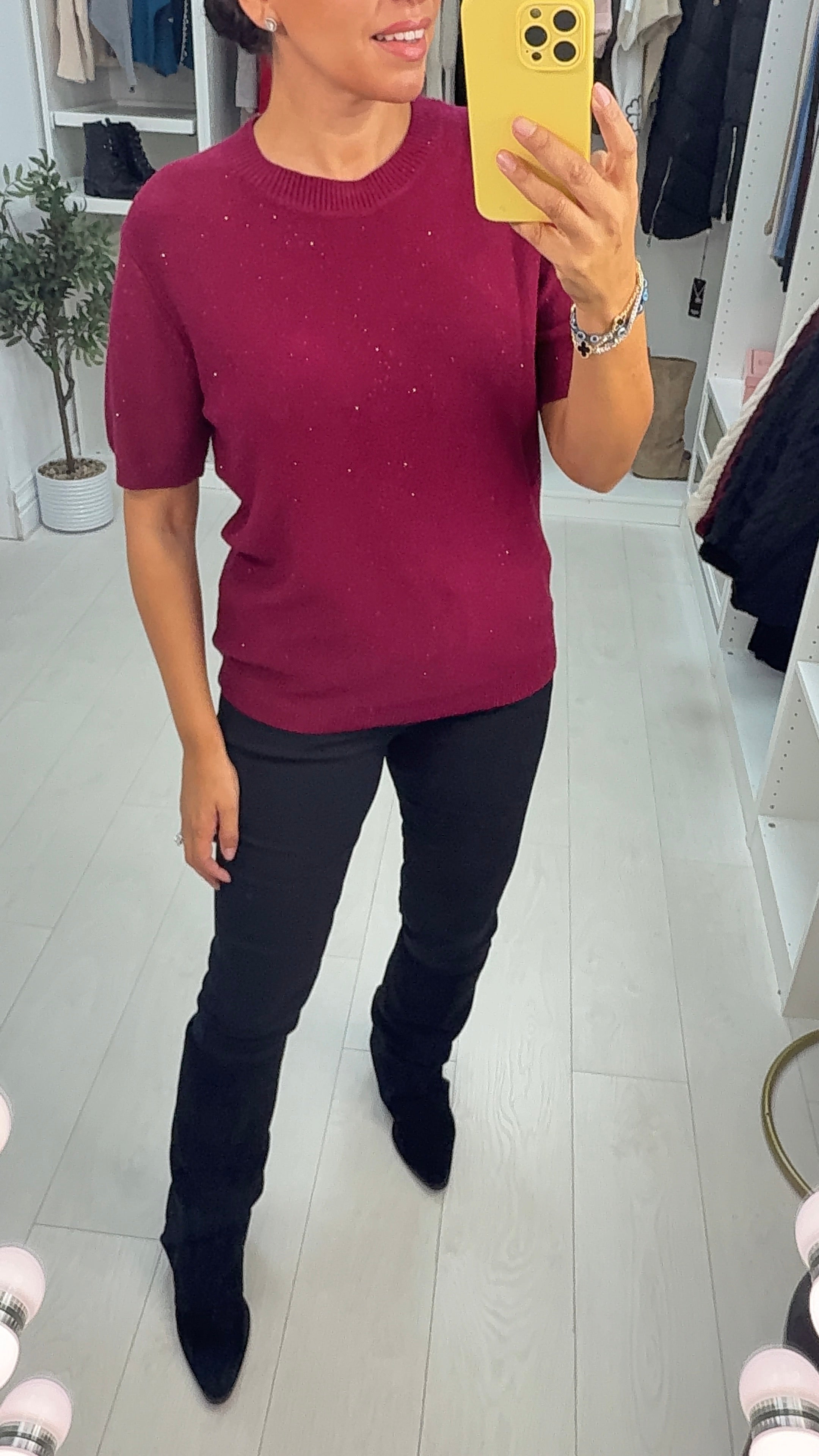 Jayda Sequin Detailed Short Sleeve Jumper