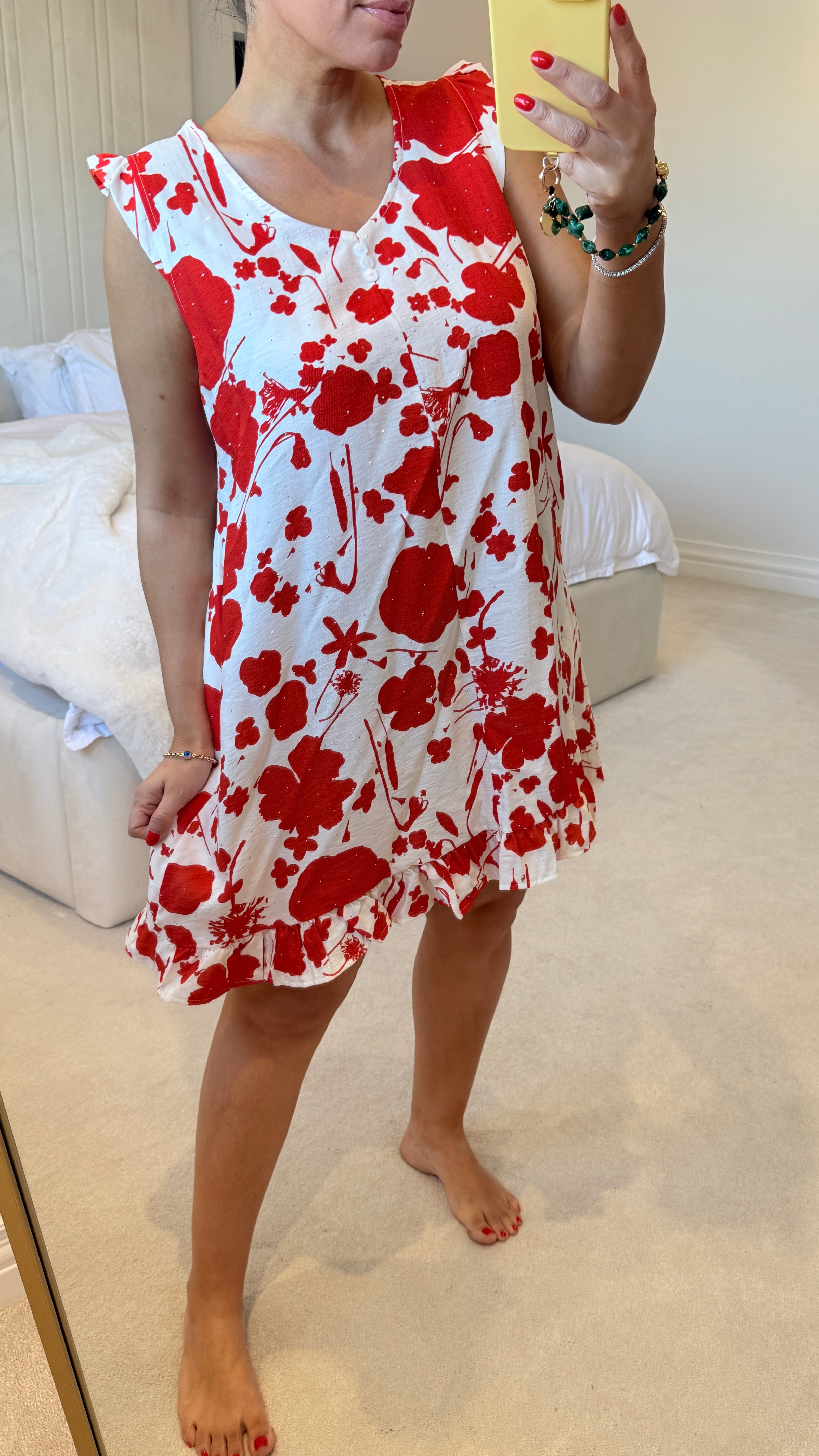 Saskia Abstract Print Embellished Loose Fit Dress