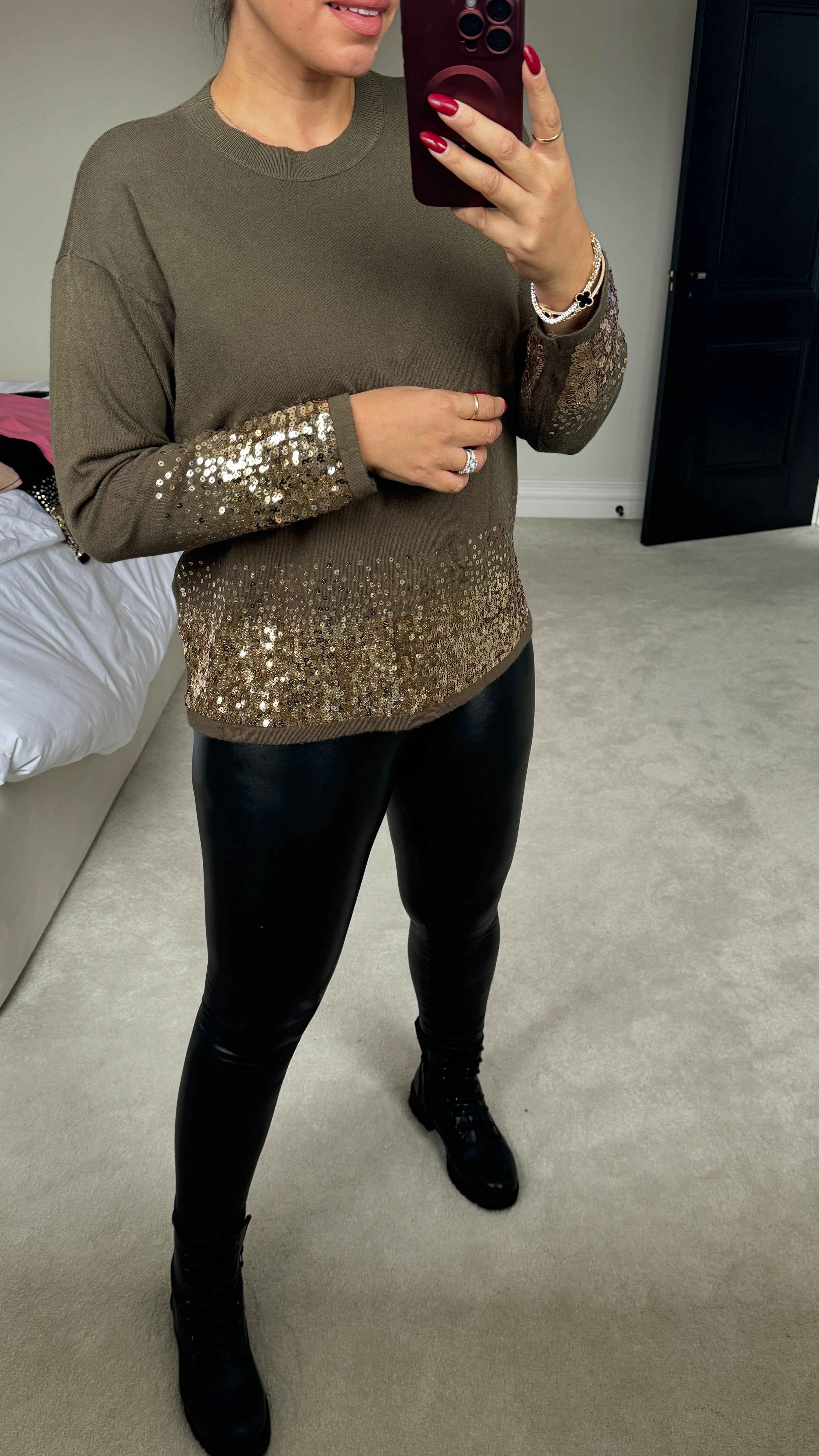 Becky Plain Sequin Hem Jumper
