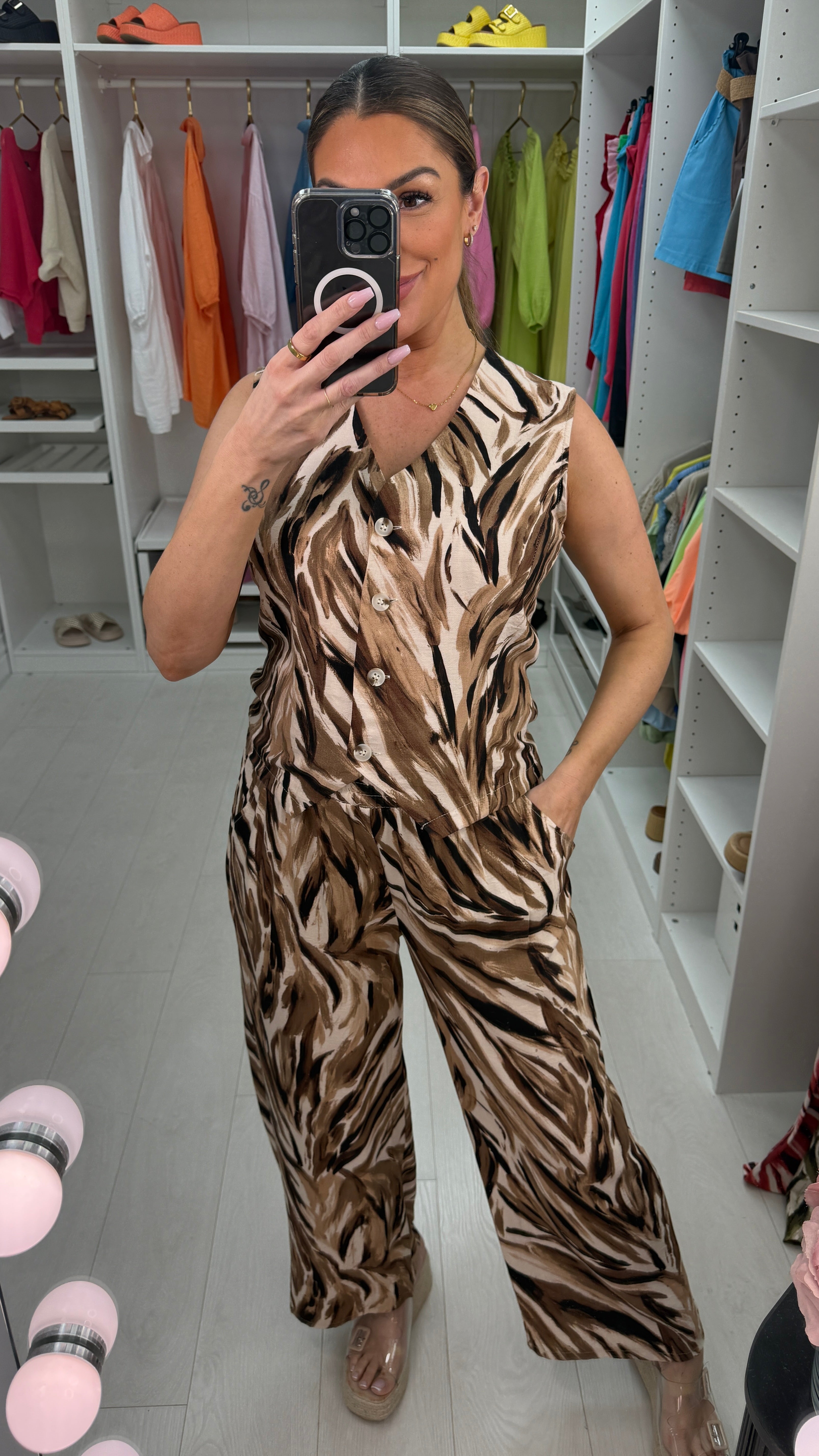 Neriah Abstract Print Waistcoat Co-Ord Set