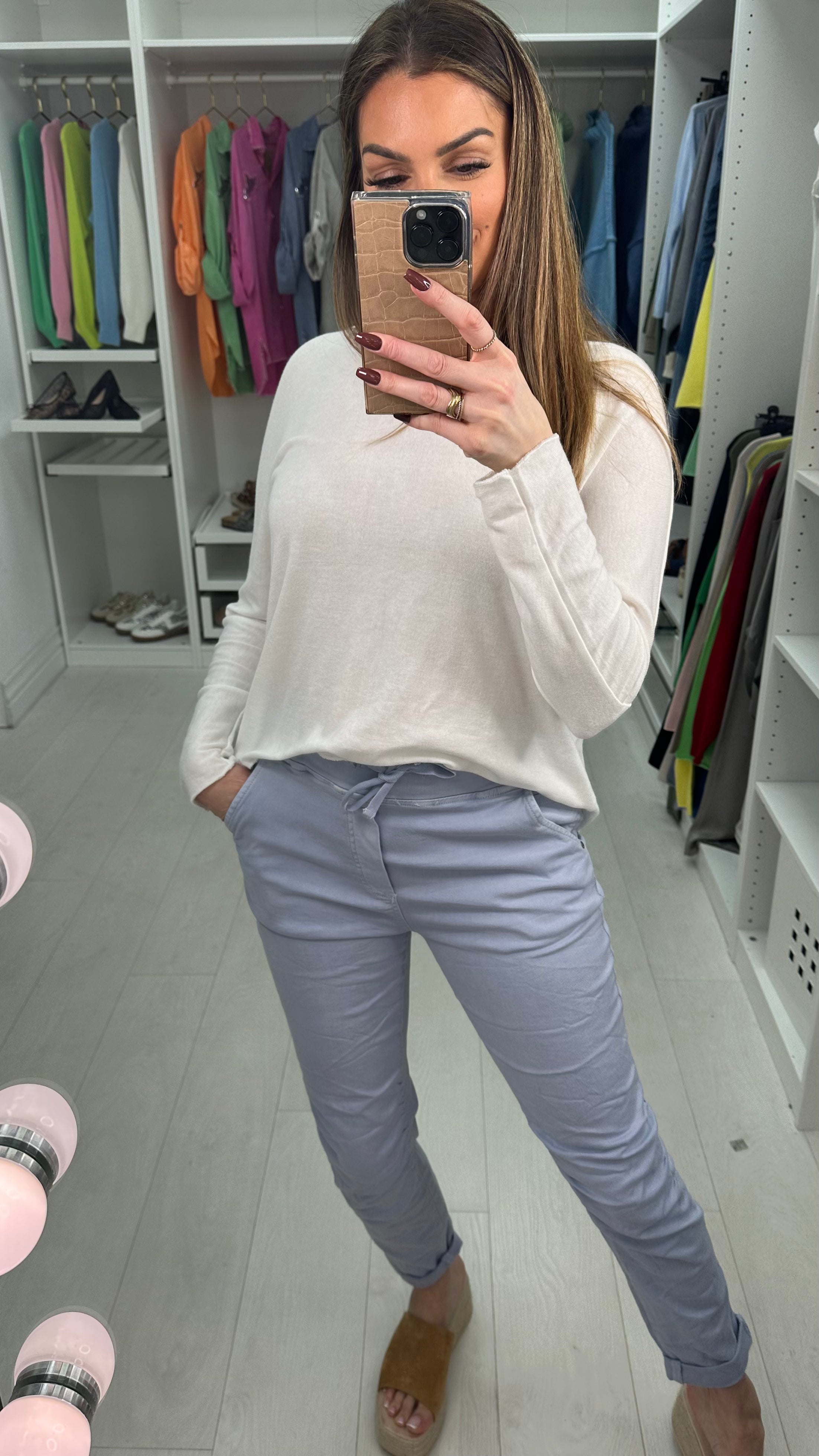 Avery Plain Elasticated Waist Straight Leg Jeans