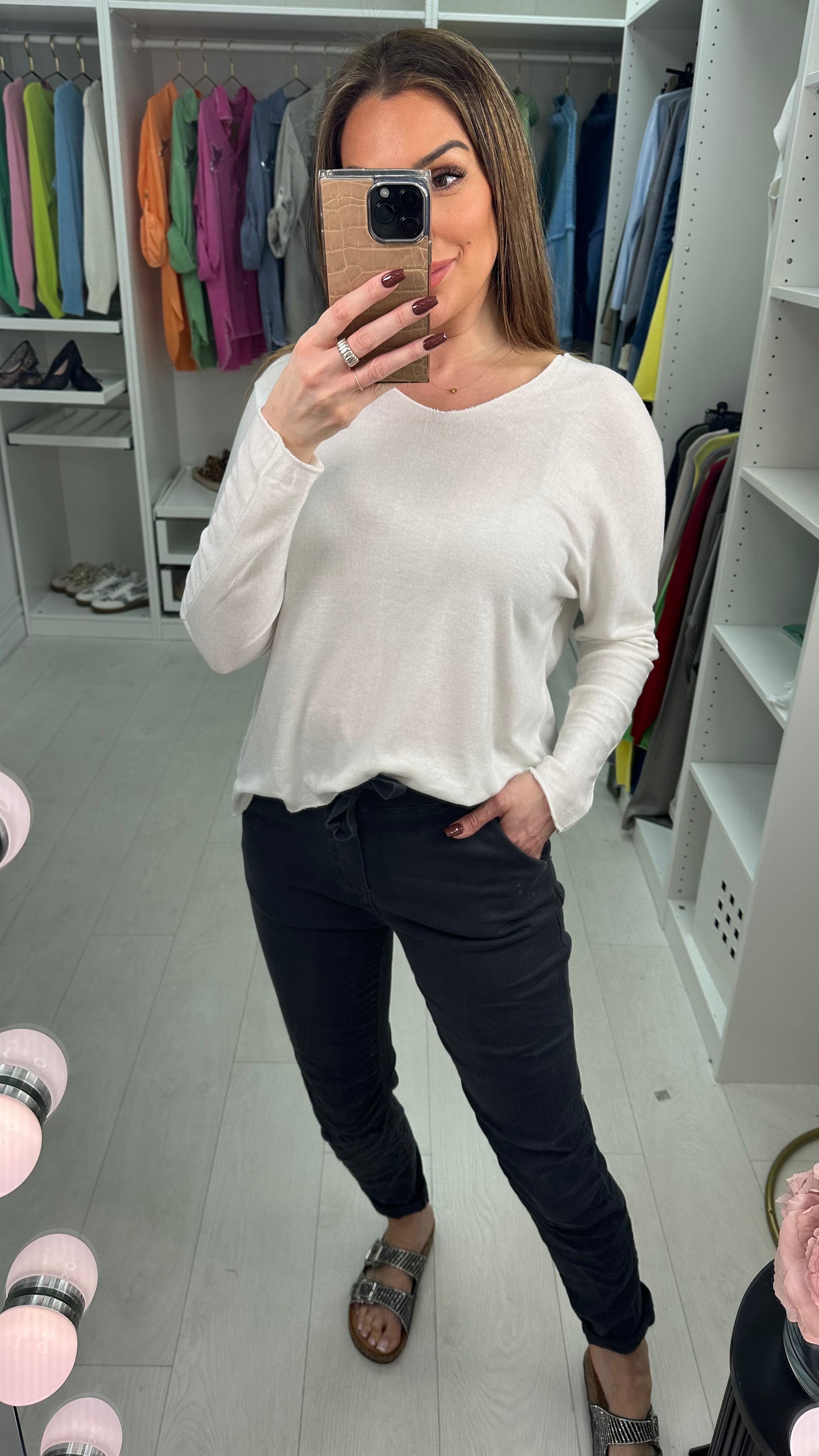 Avery Plain Elasticated Waist Straight Leg Jeans