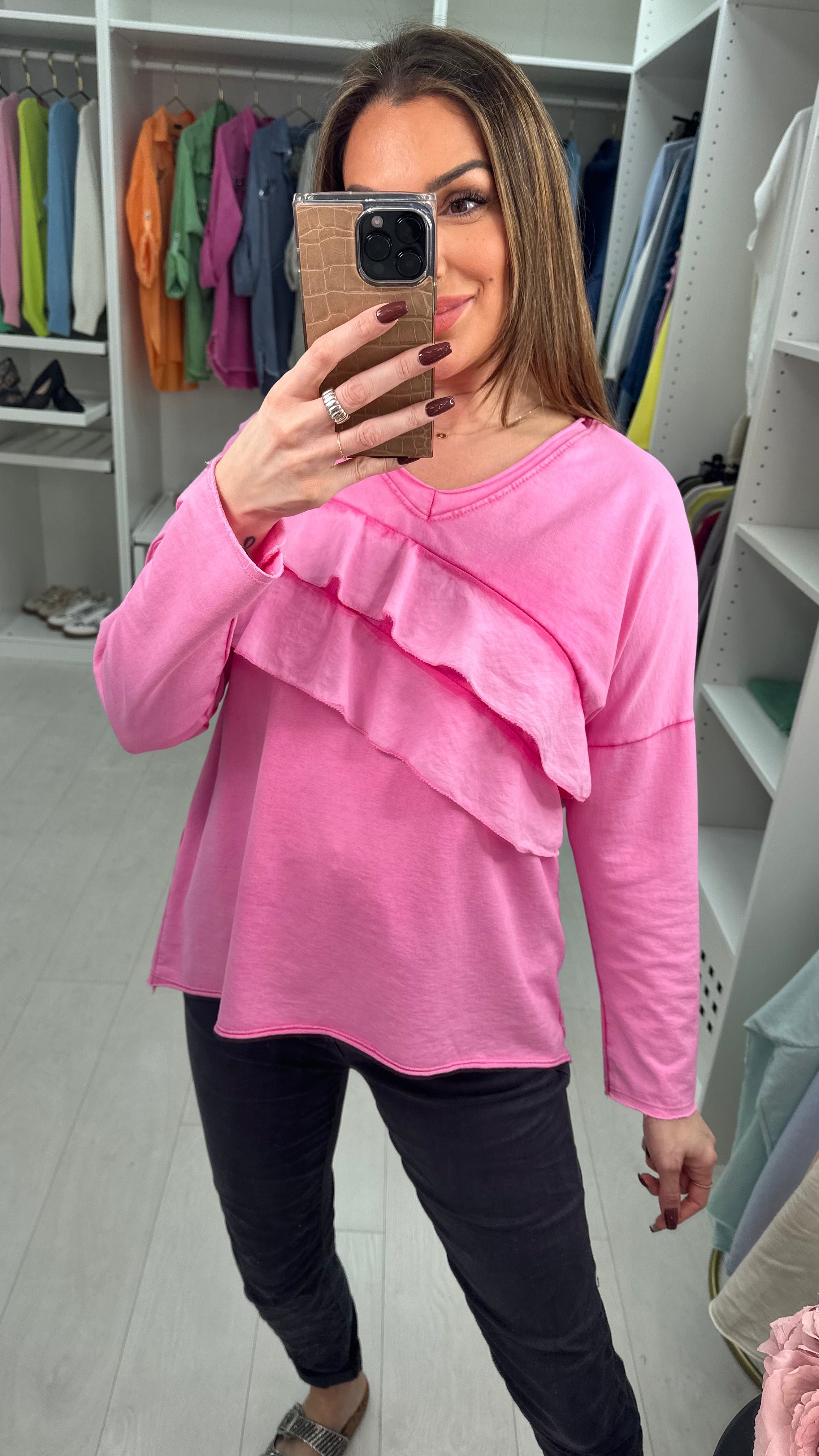 Marianna Plain Ruffle Detail top