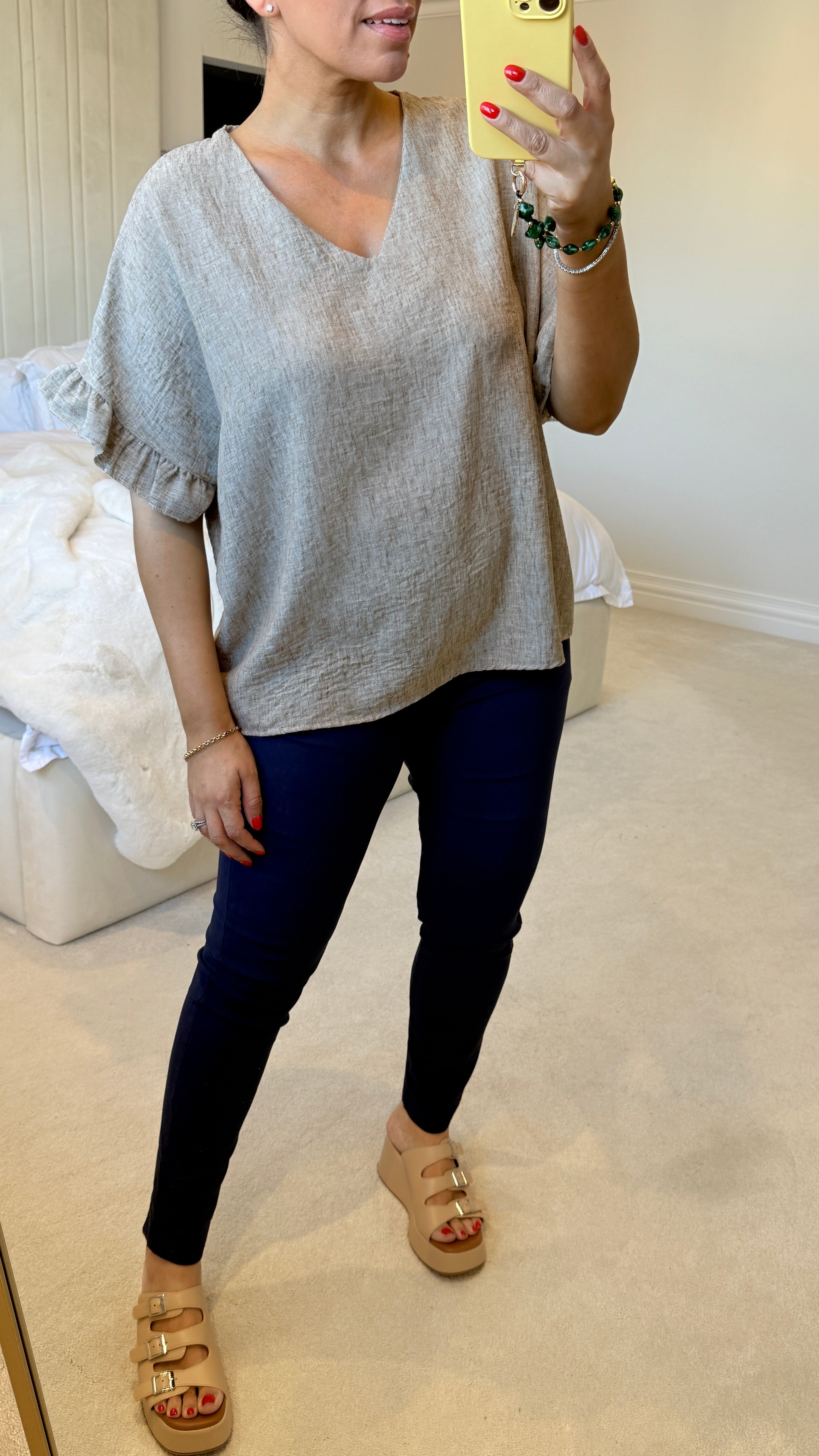 Imelda Plain Frill Sleeve Loose Top