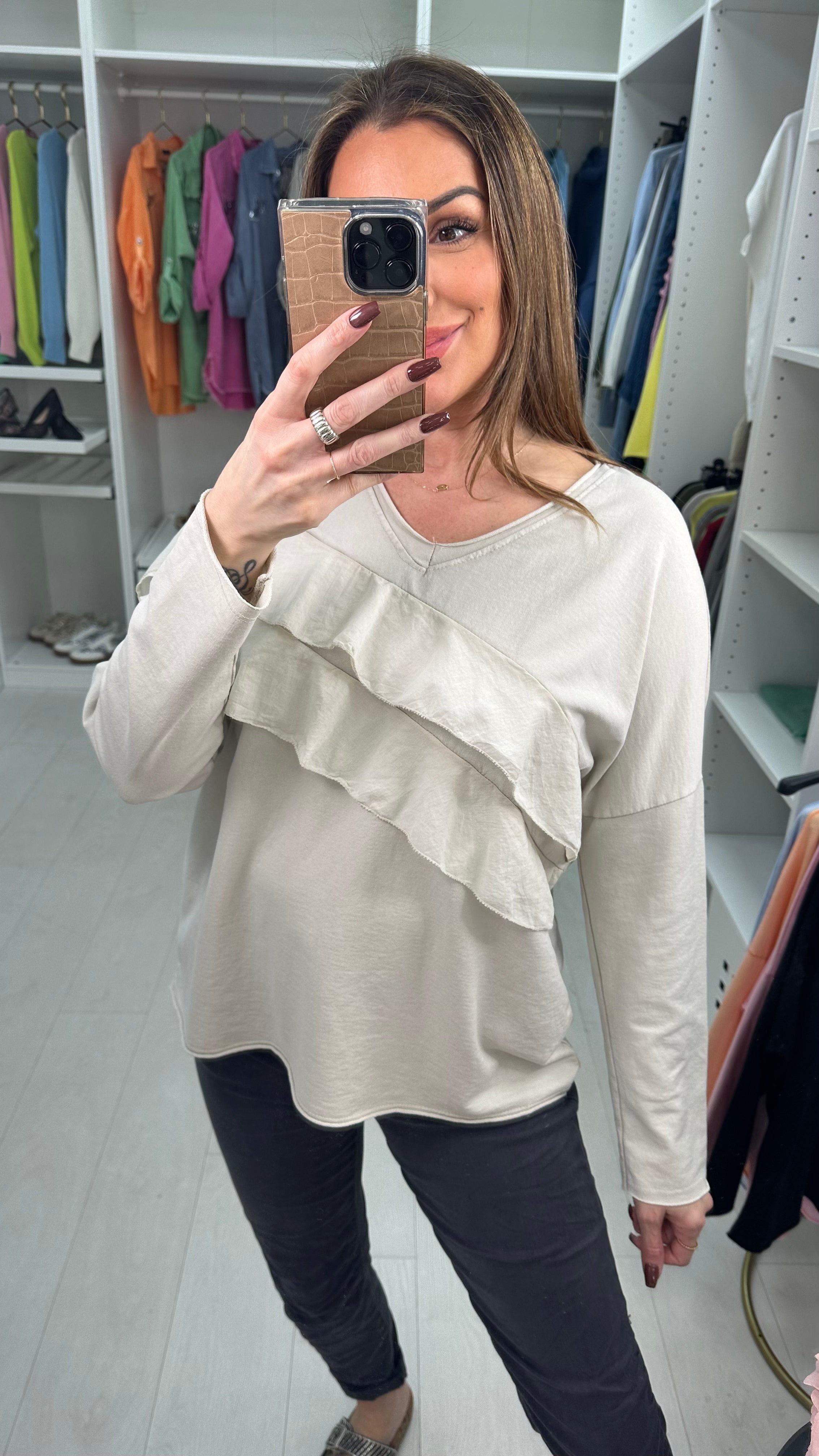 Marianna Plain Ruffle Detail top