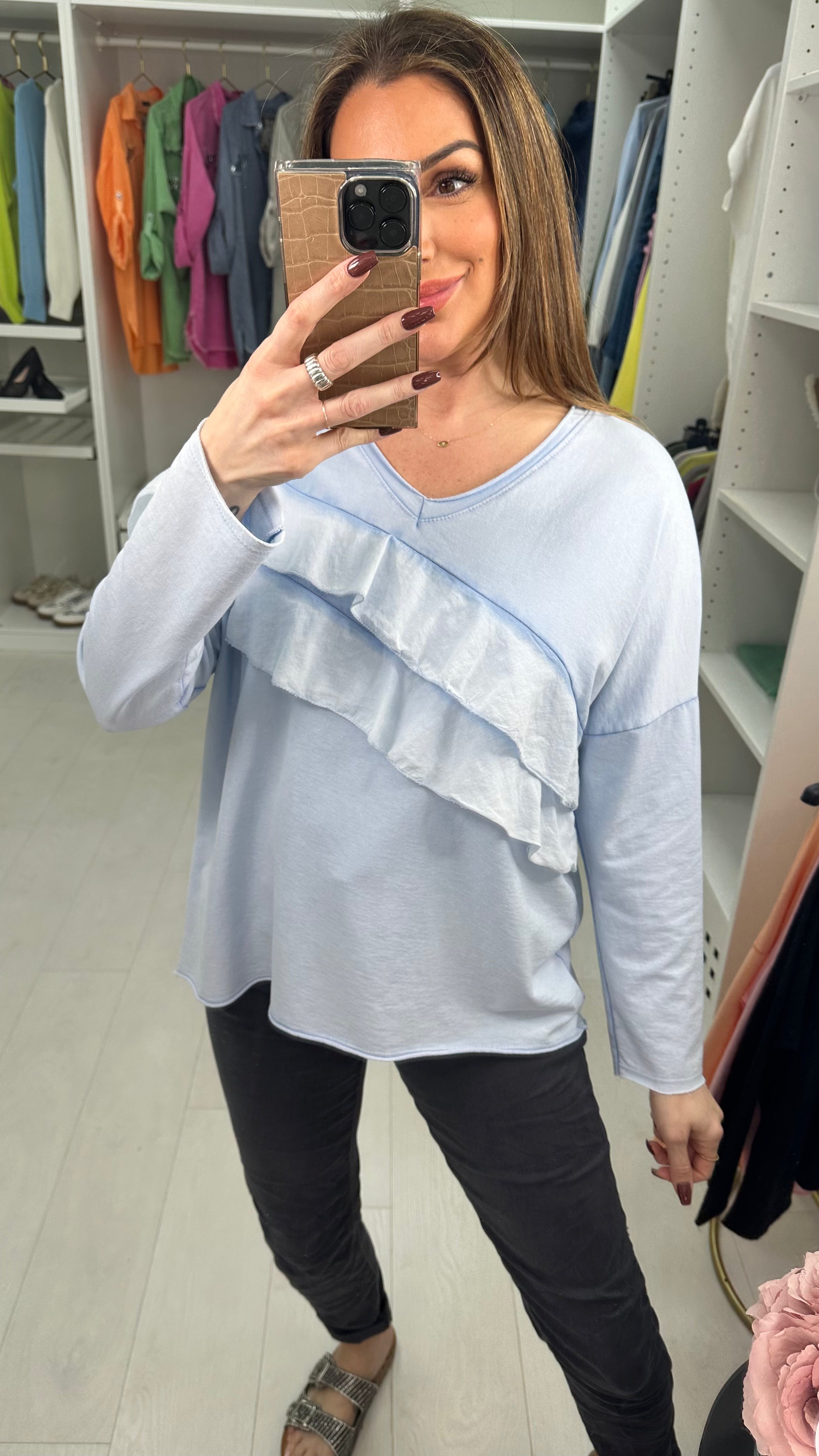 Marianna Plain Ruffle Detail top