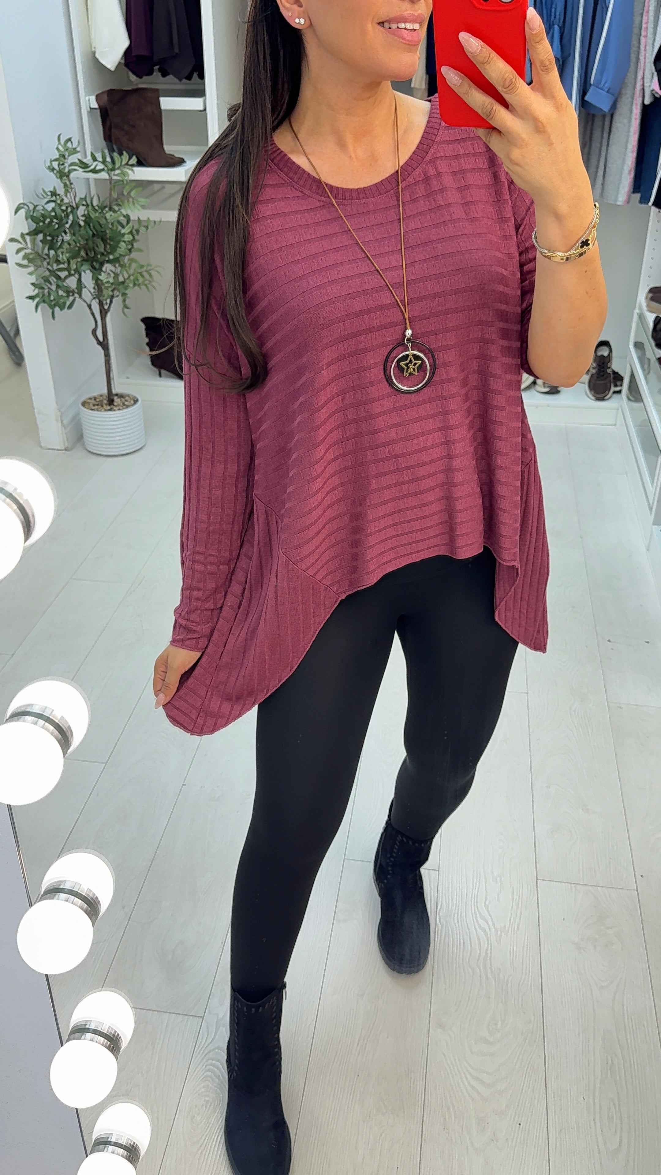 Akira Plain Asymmetric Thin Knit Top