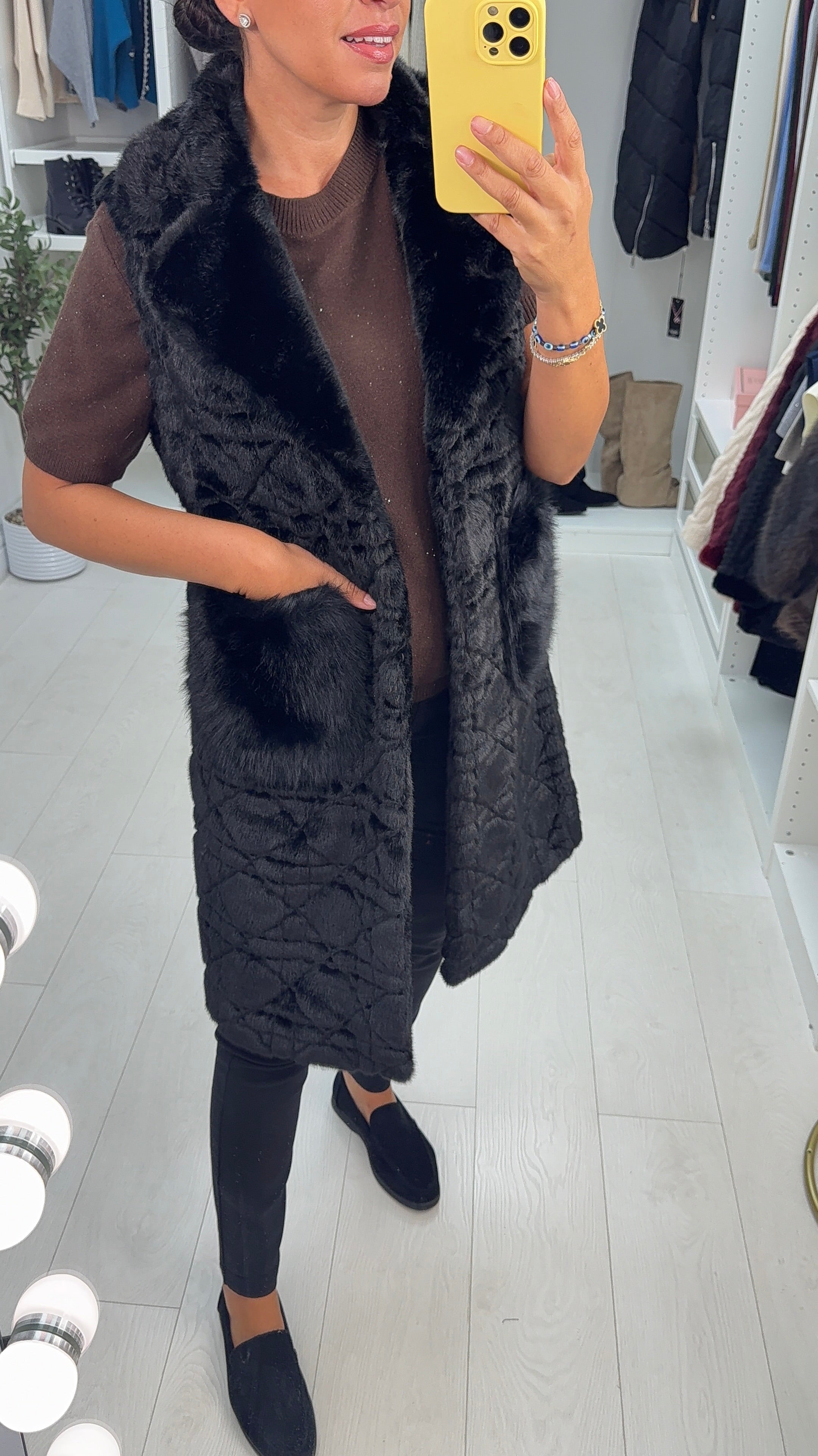 Milagros Faux Fur Belted Gilet
