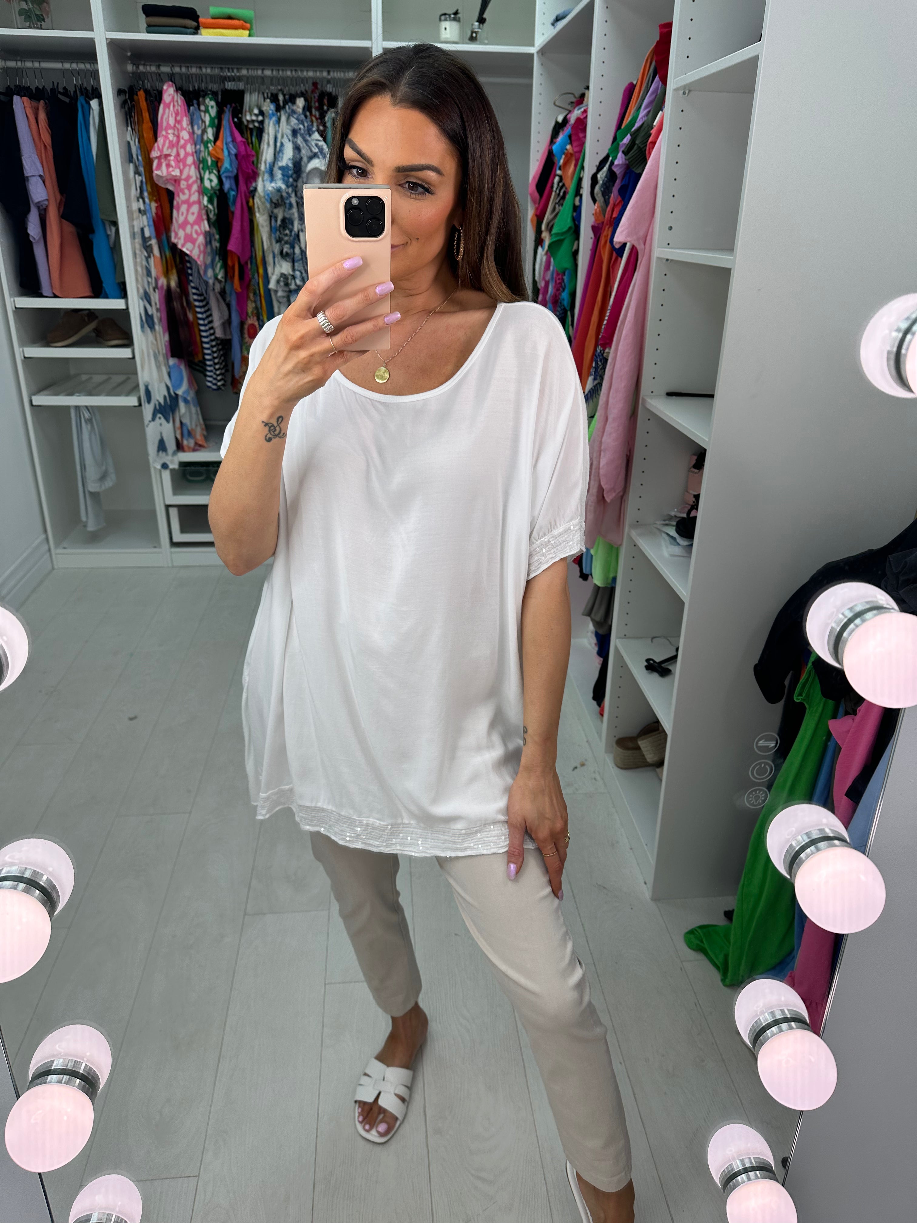 Nadina Oversized Sequin Hem Top