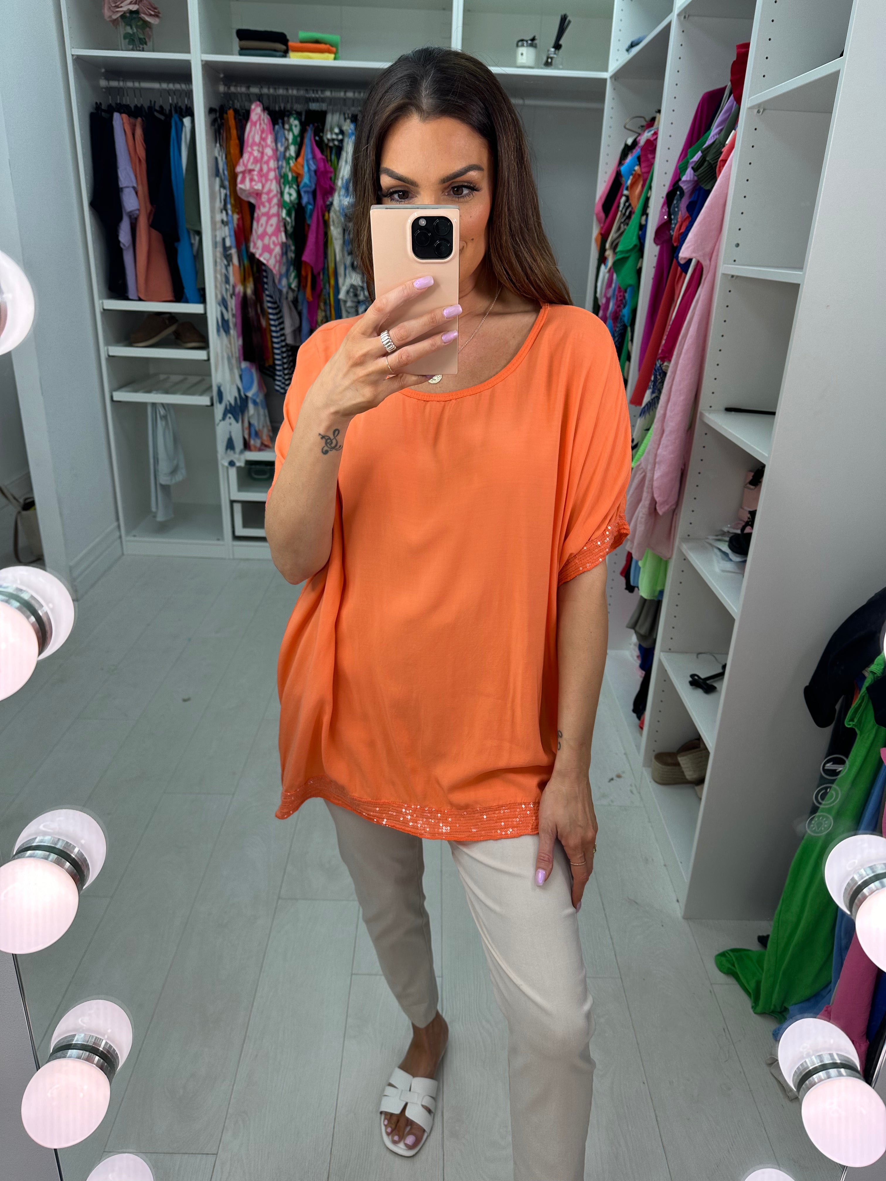 Nadina Oversized Sequin Hem Top