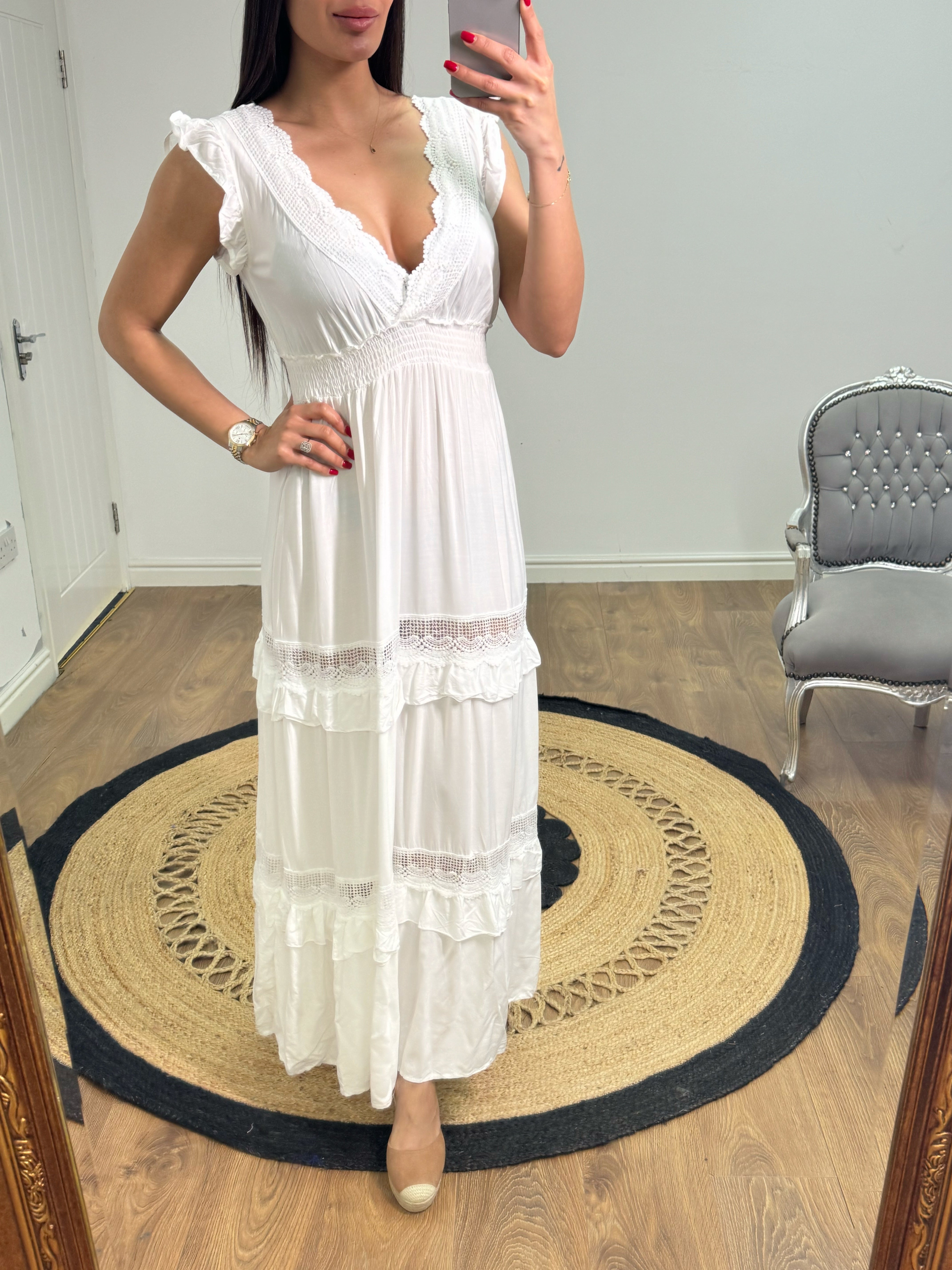 Silvana Crochet Detailed Frill Summer Dress