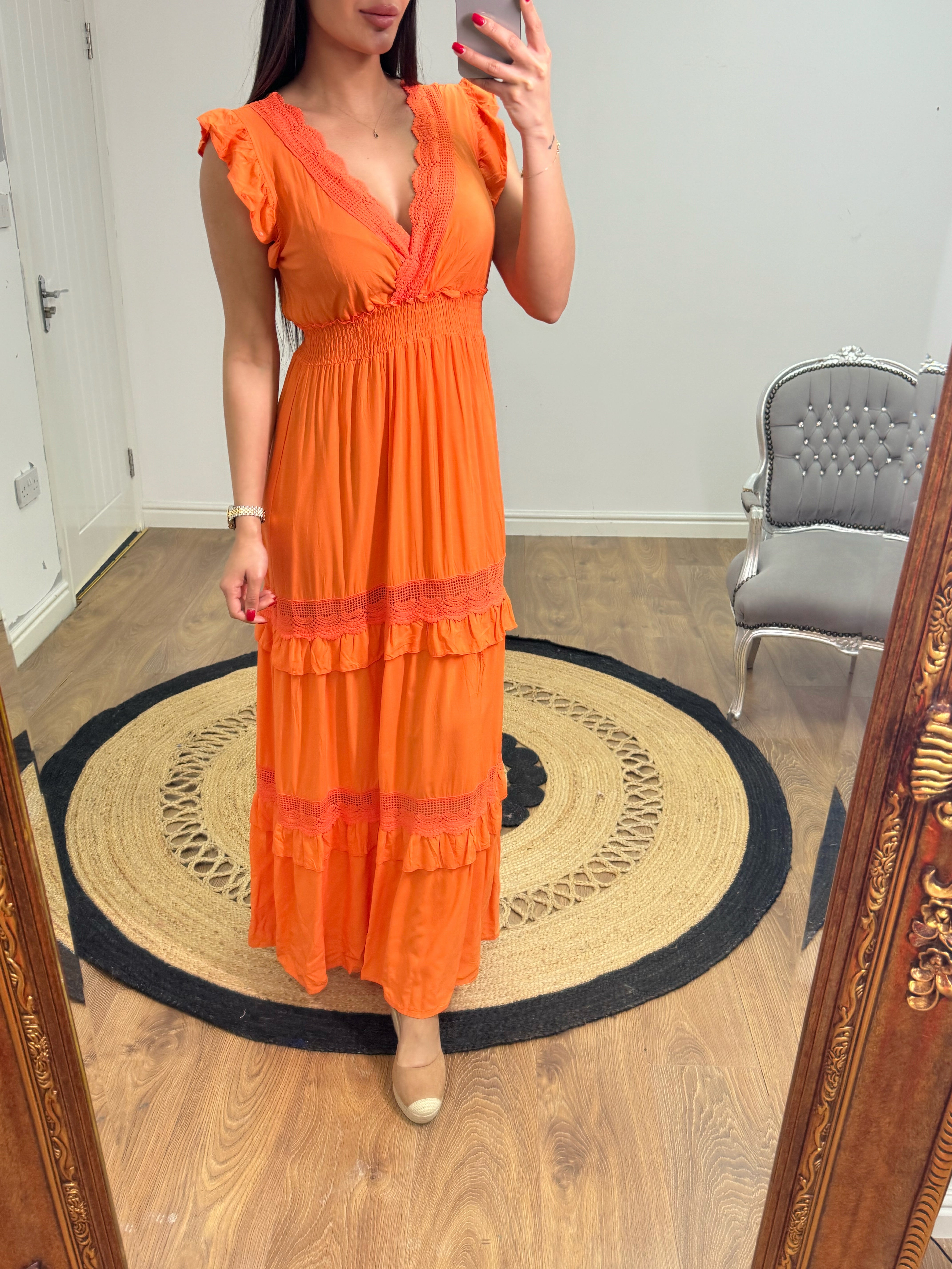 Silvana Crochet Detailed Frill Summer Dress