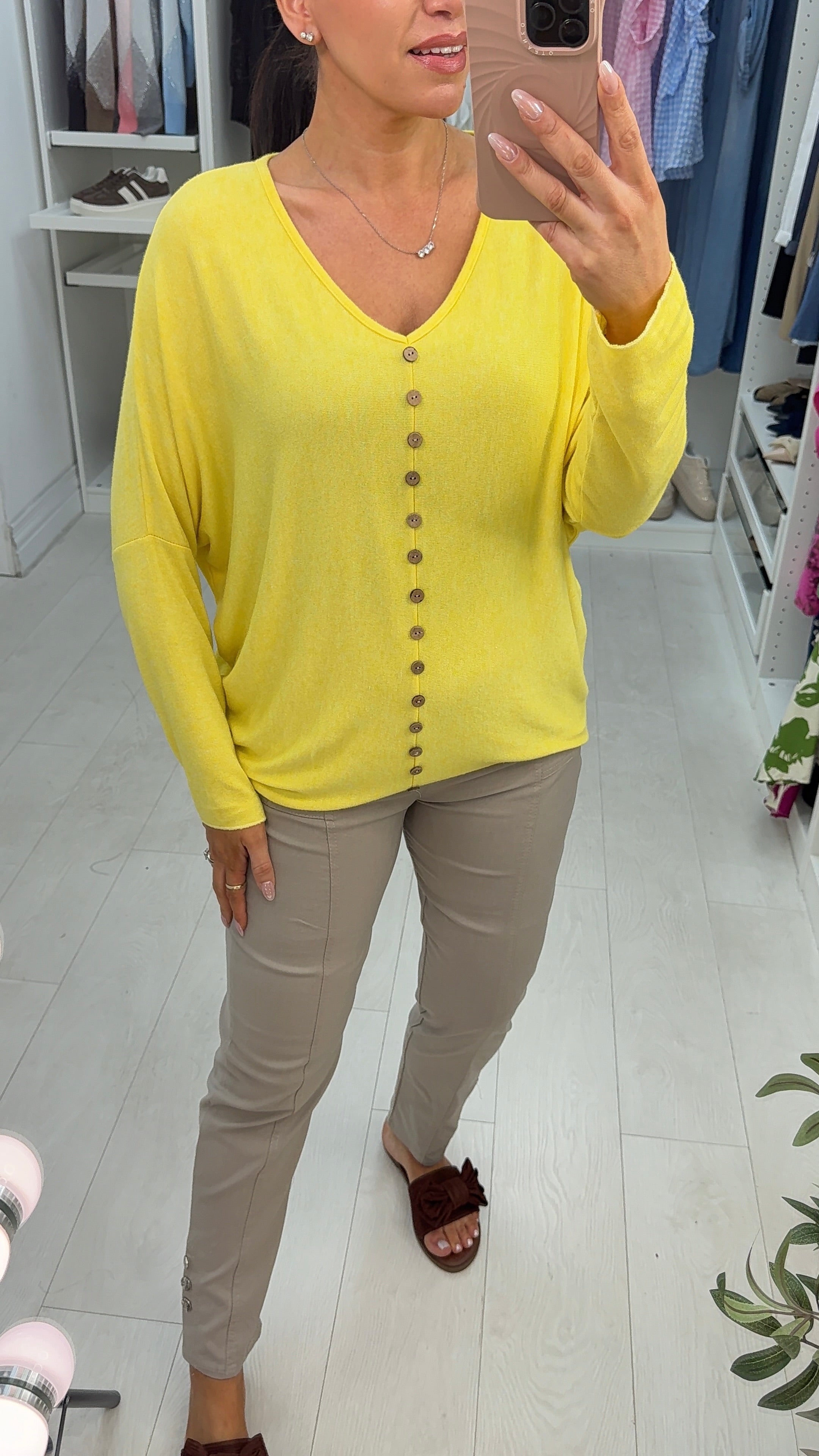 Bonita Button Detailed V Neck Knit Jumper