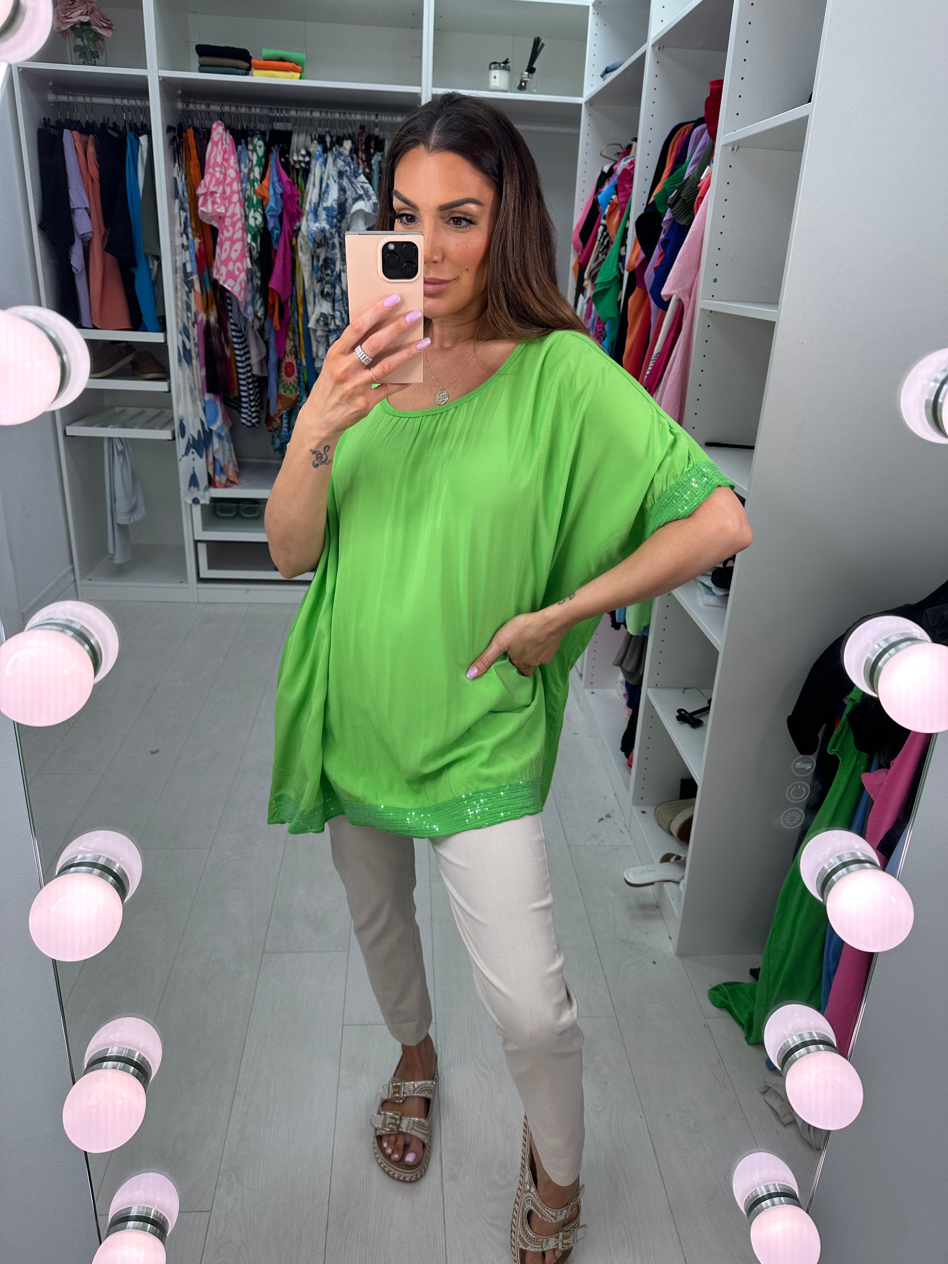 Nadina Oversized Sequin Hem Top