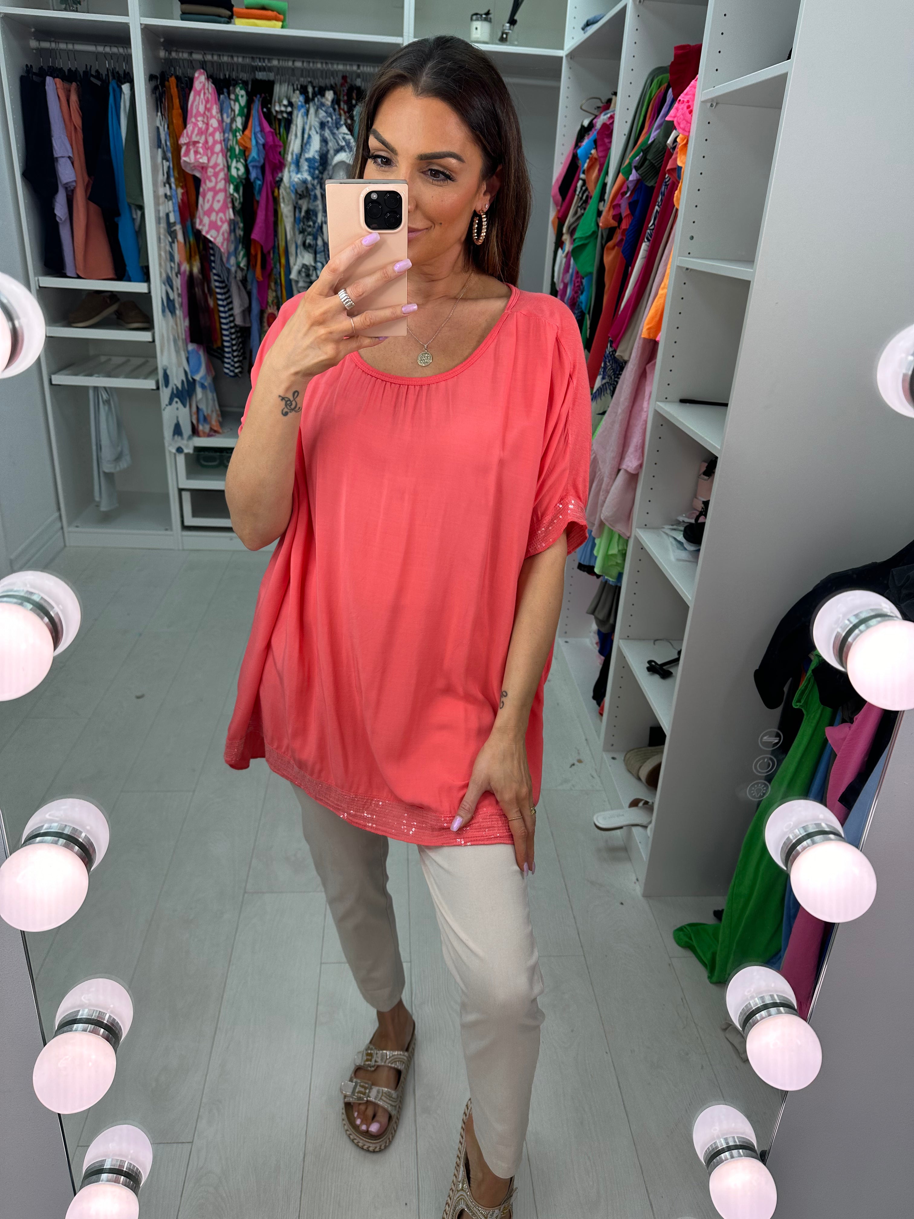 Nadina Oversized Sequin Hem Top