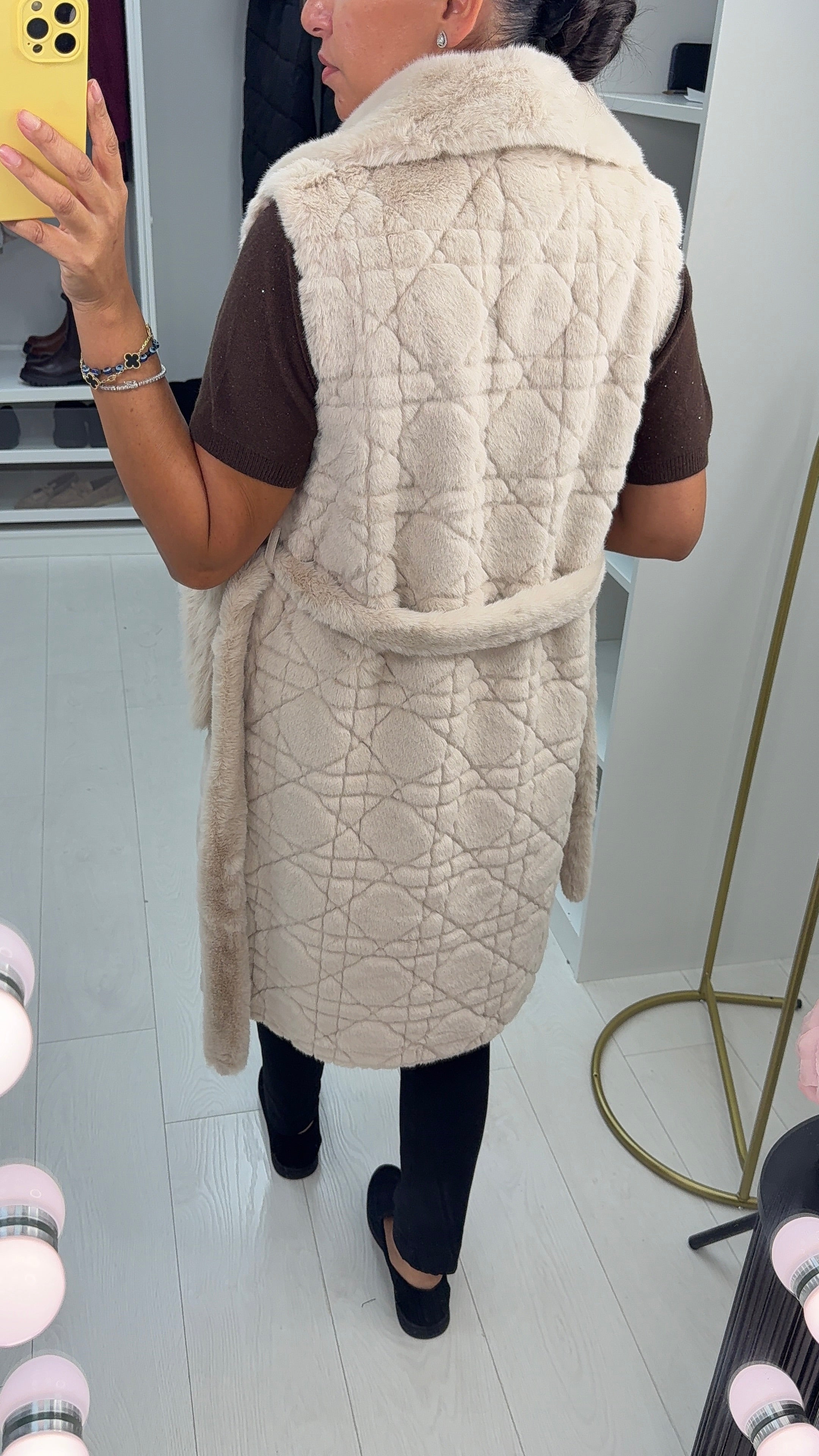 Milagros Faux Fur Belted Gilet