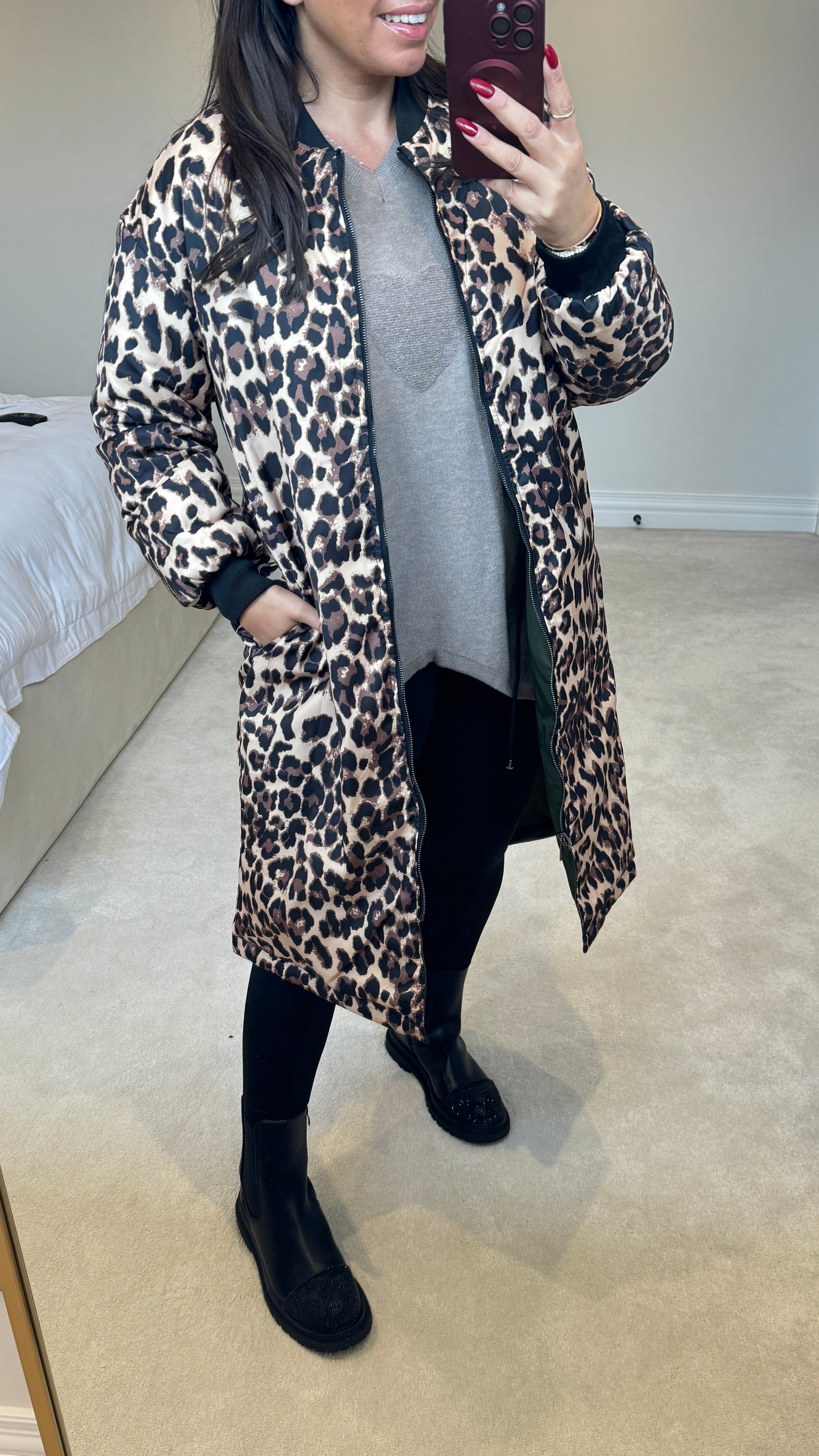 Kathryn Reversible Oversized Longline Bomber Jacket