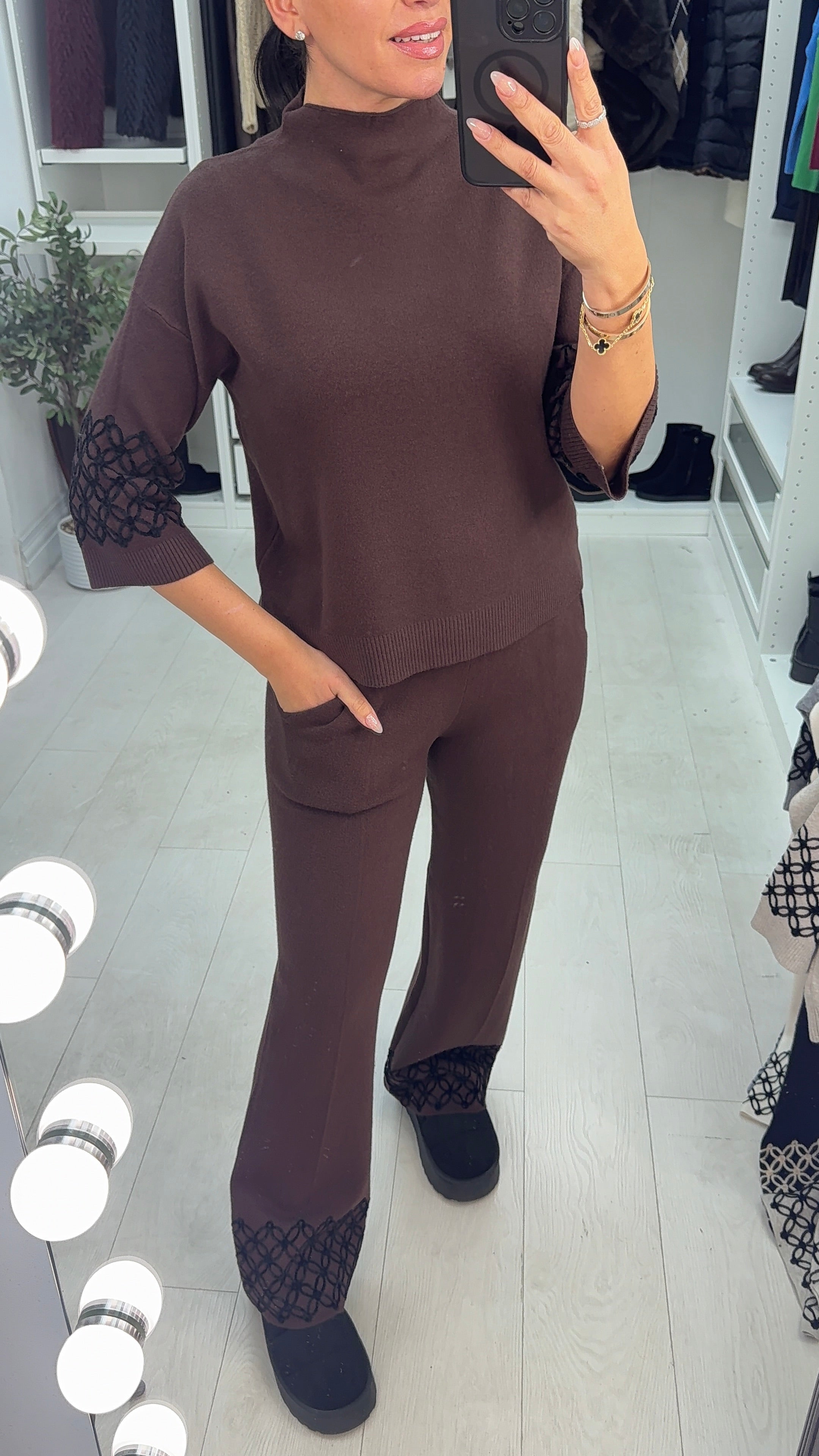 Clara Embroidered Hem Loungewear Set