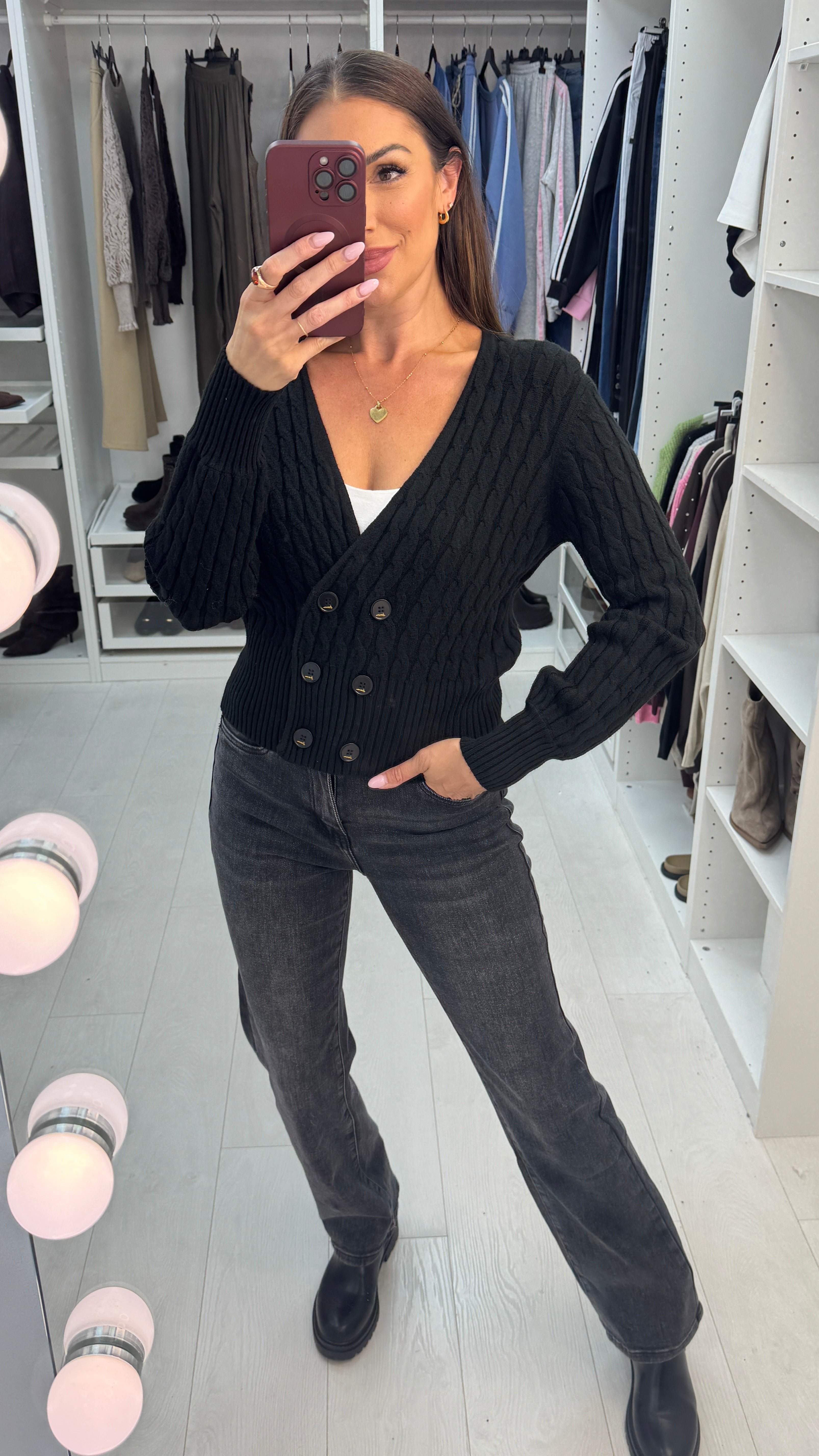 Alexa Plain Cable Knit Cardigan