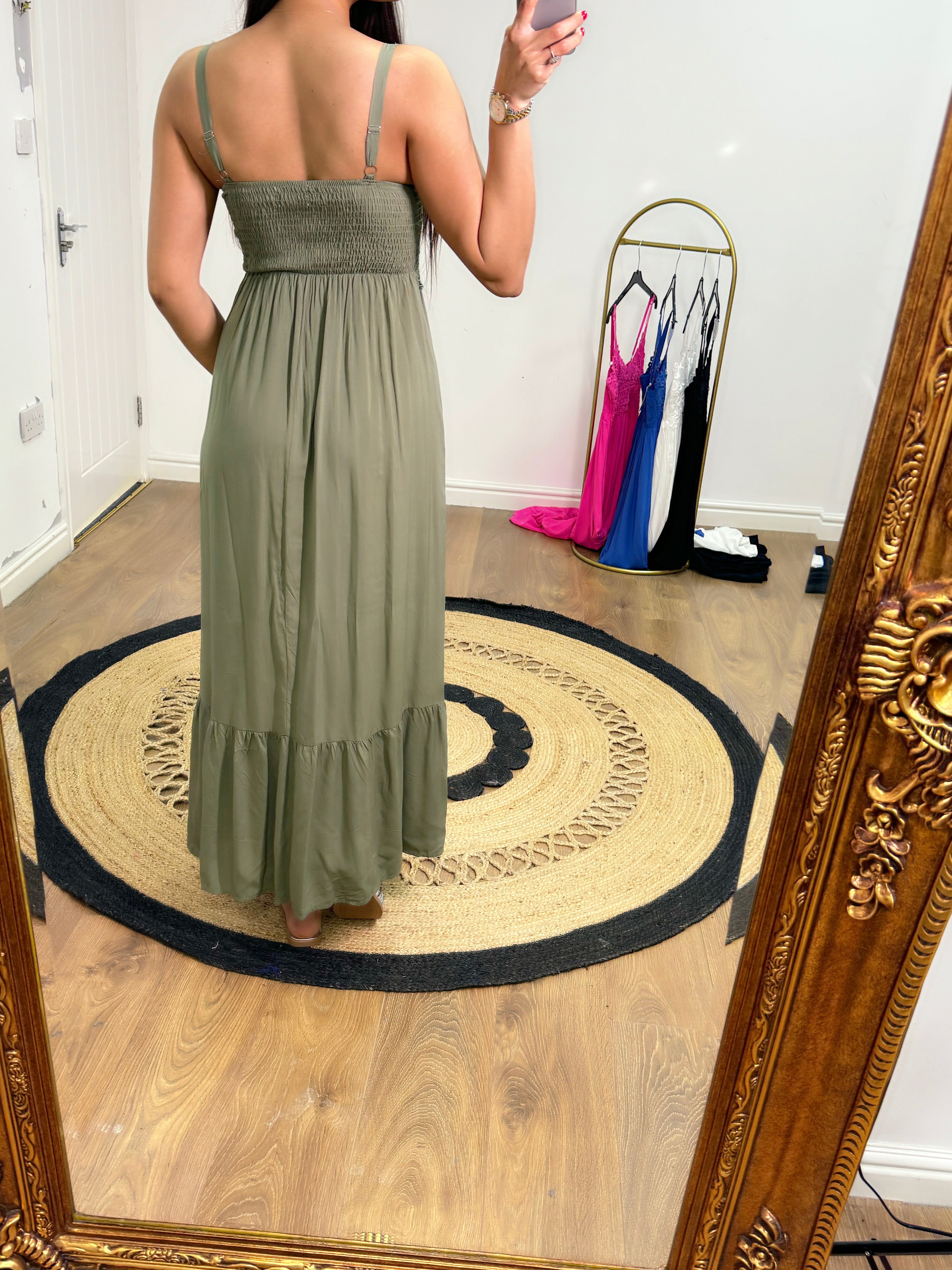 Eva Plain Long Dress With Lace Bust