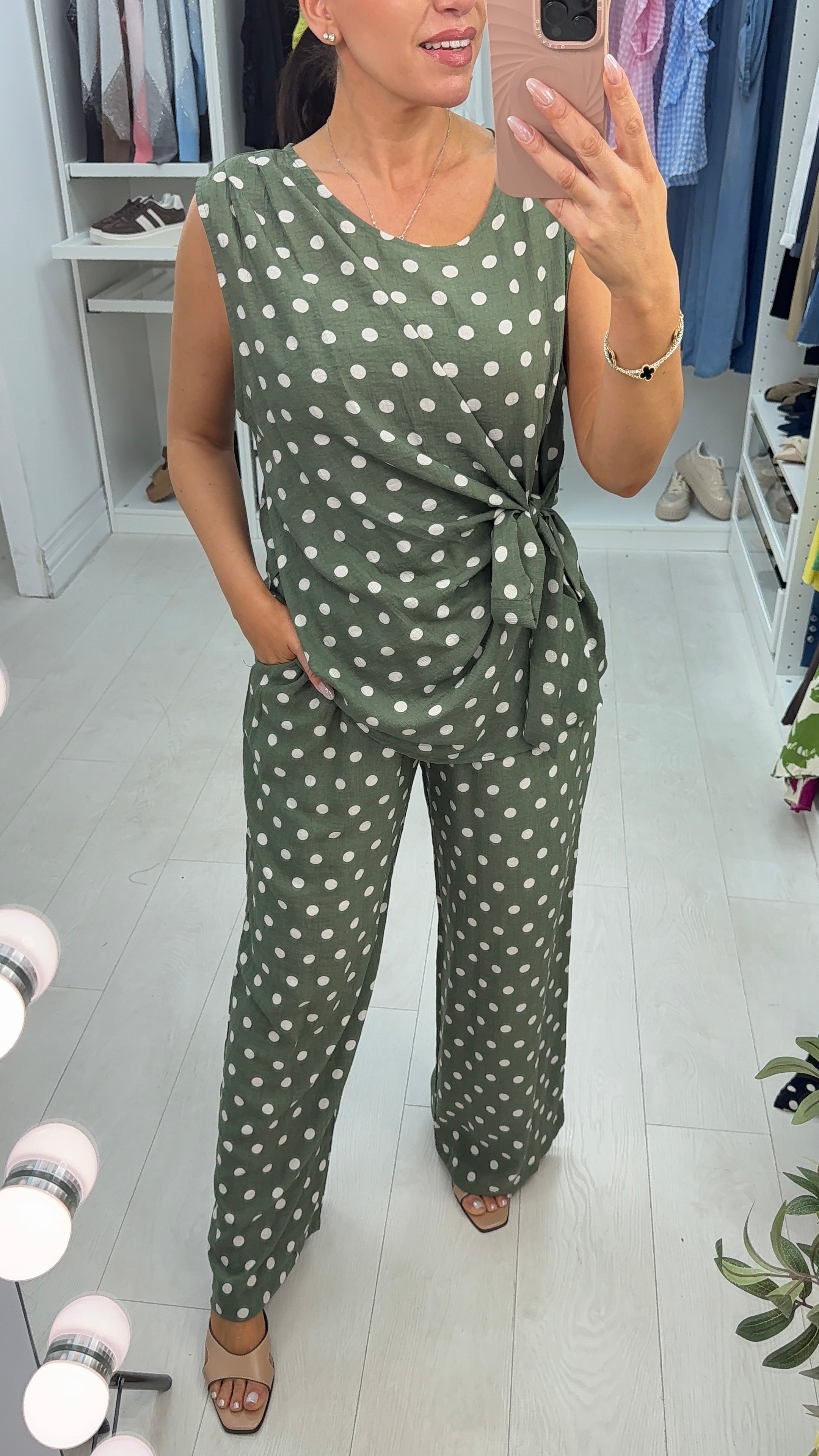 Larissa Polka Dot Tie Side Co-Ord Set