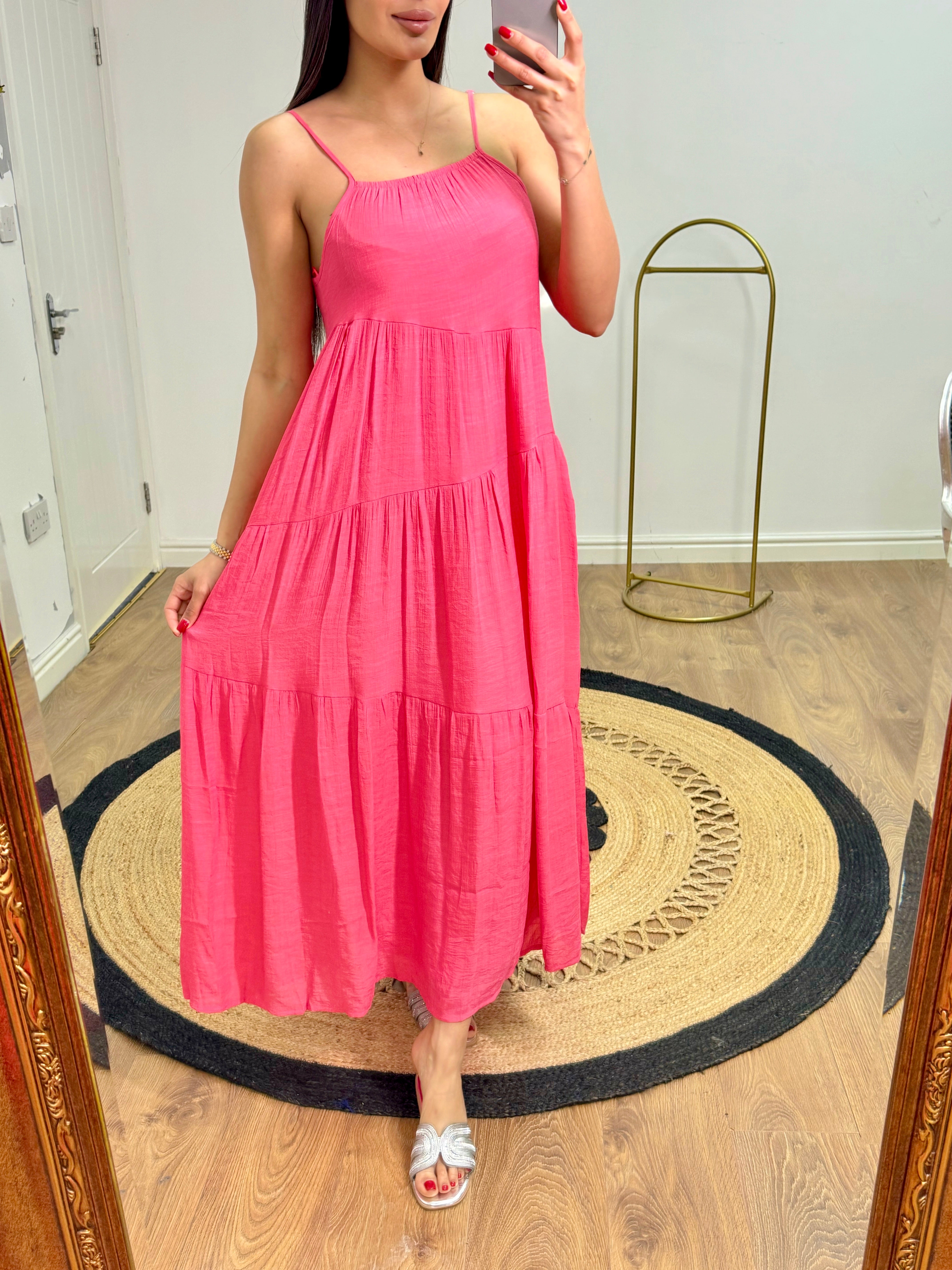 Evie Drawstring Cami Tier Maxi Dress
