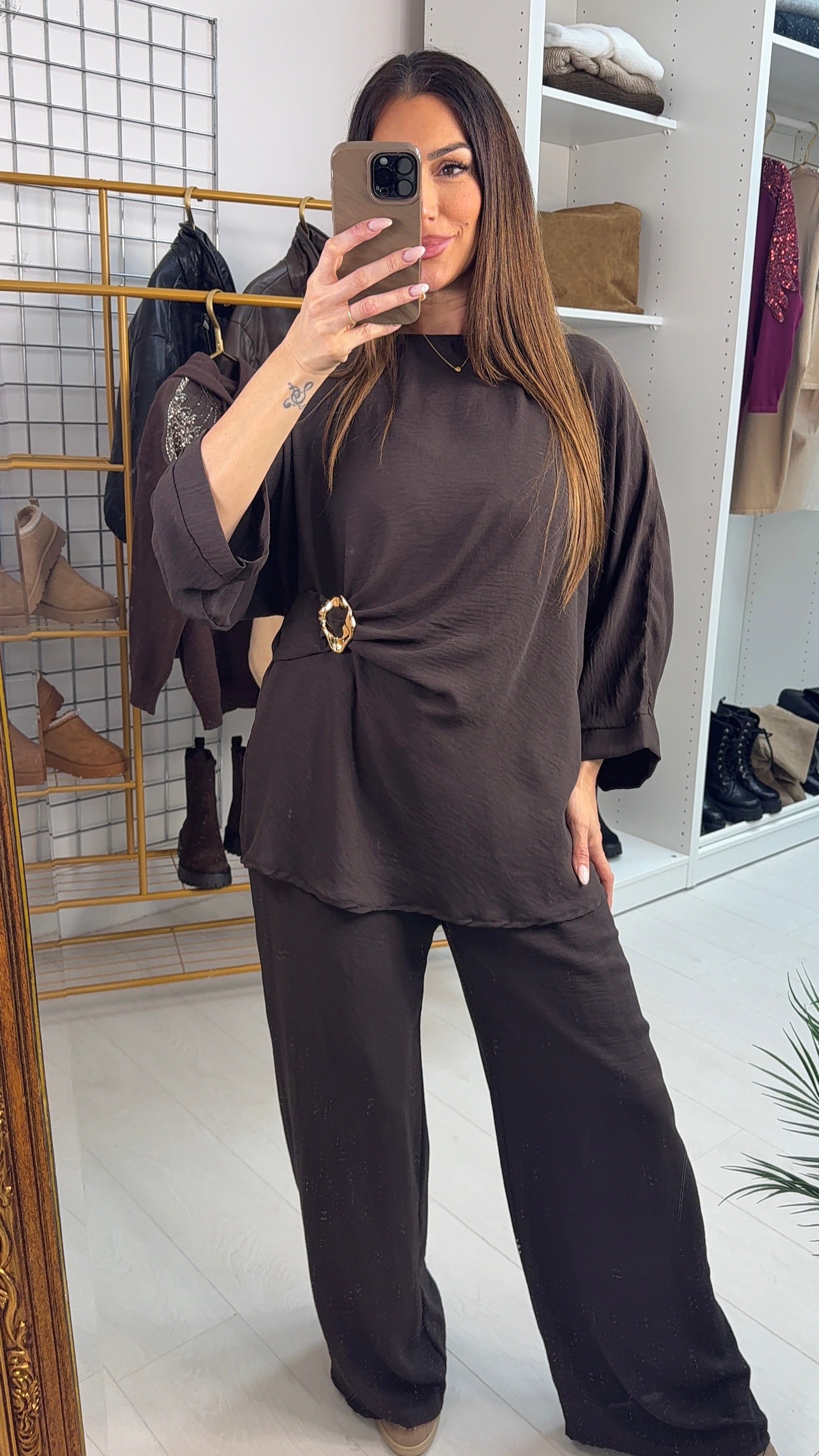 Harlee Plain Buckle Detail Loose Fit Co-Ord Set