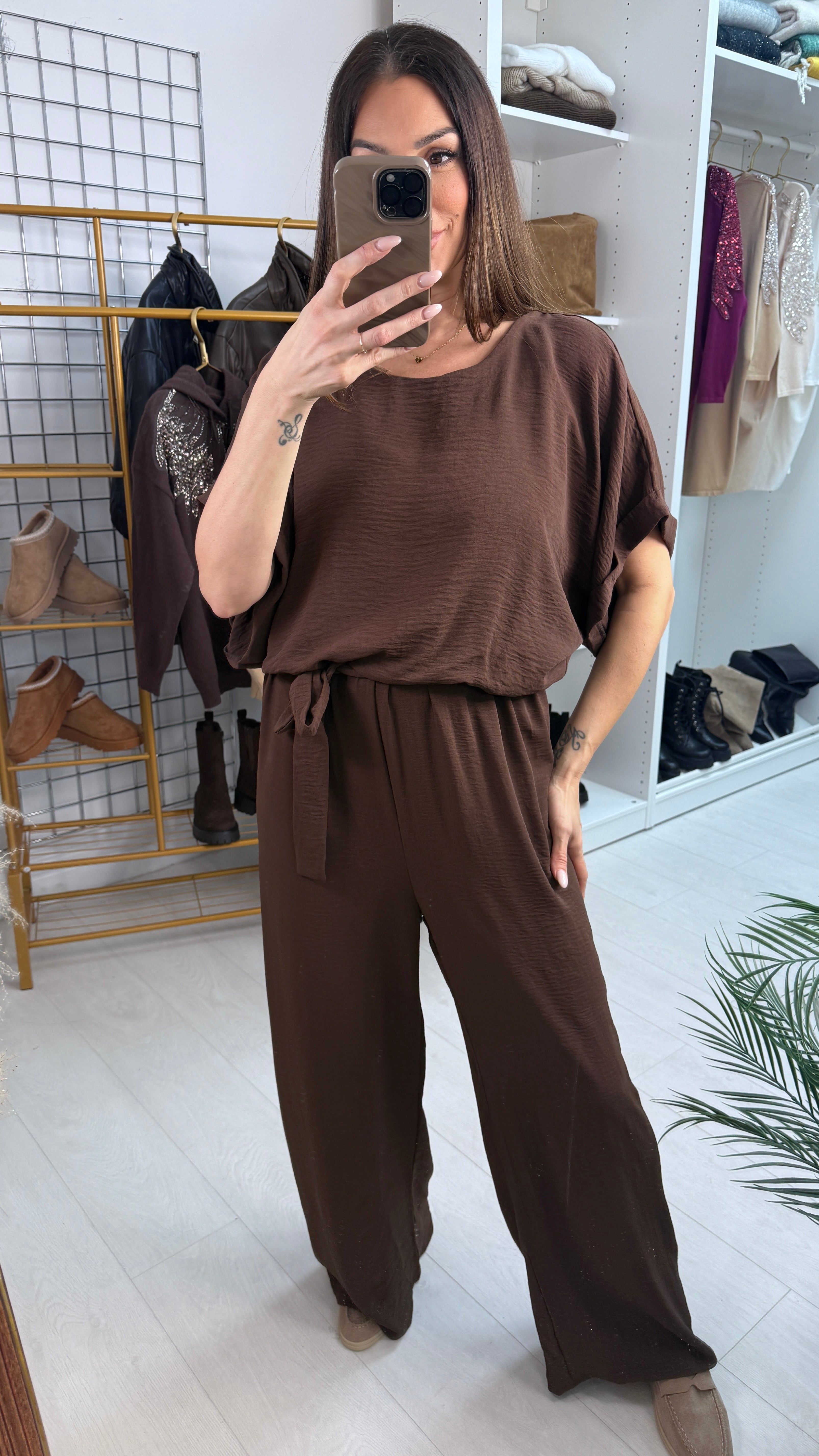 Reese Plain Crepe Wide Leg Jumpsuit