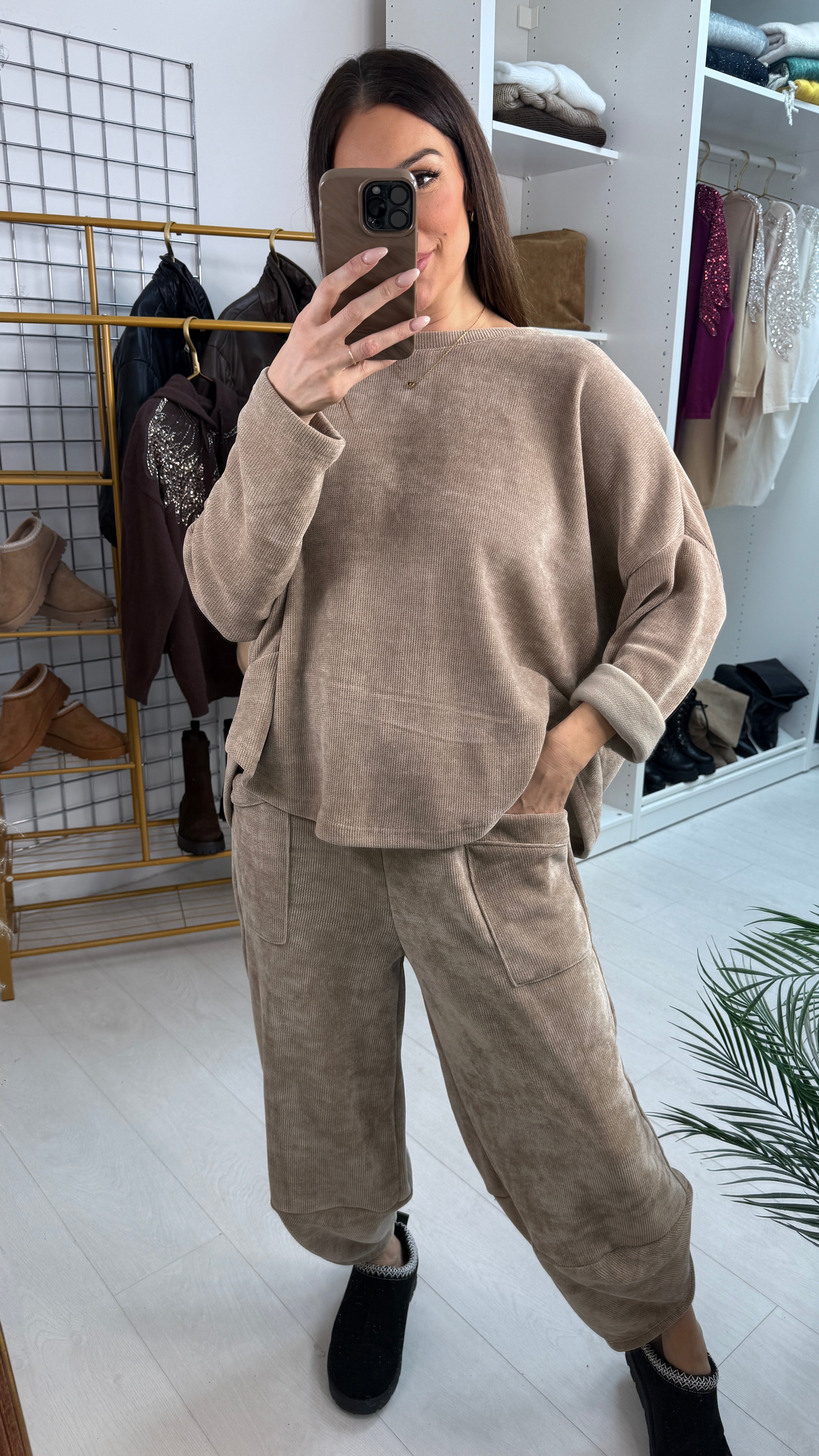 Zella Plain Corduroy Loose Fit Co-Ord Set