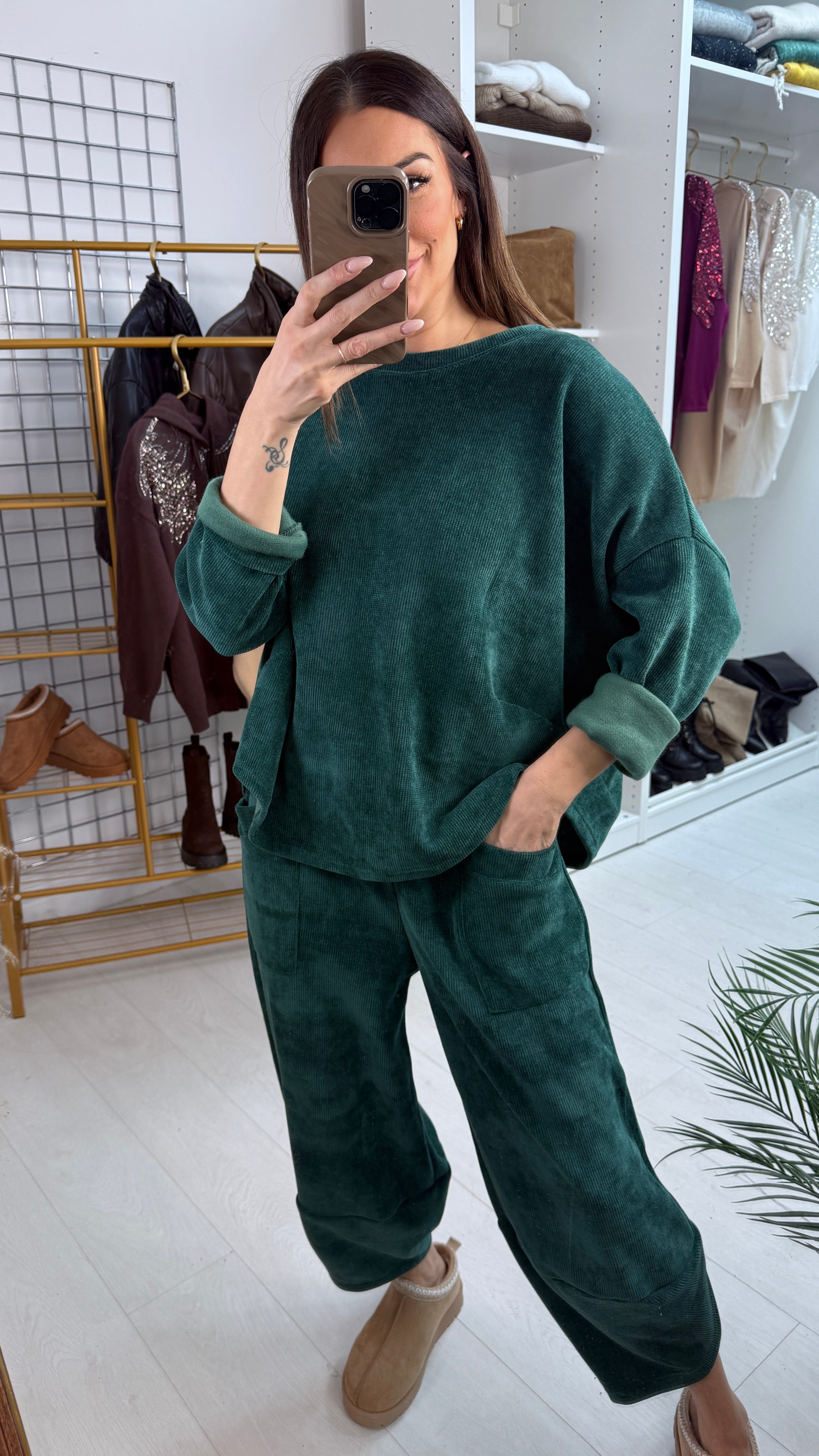 Zella Plain Corduroy Loose Fit Co-Ord Set