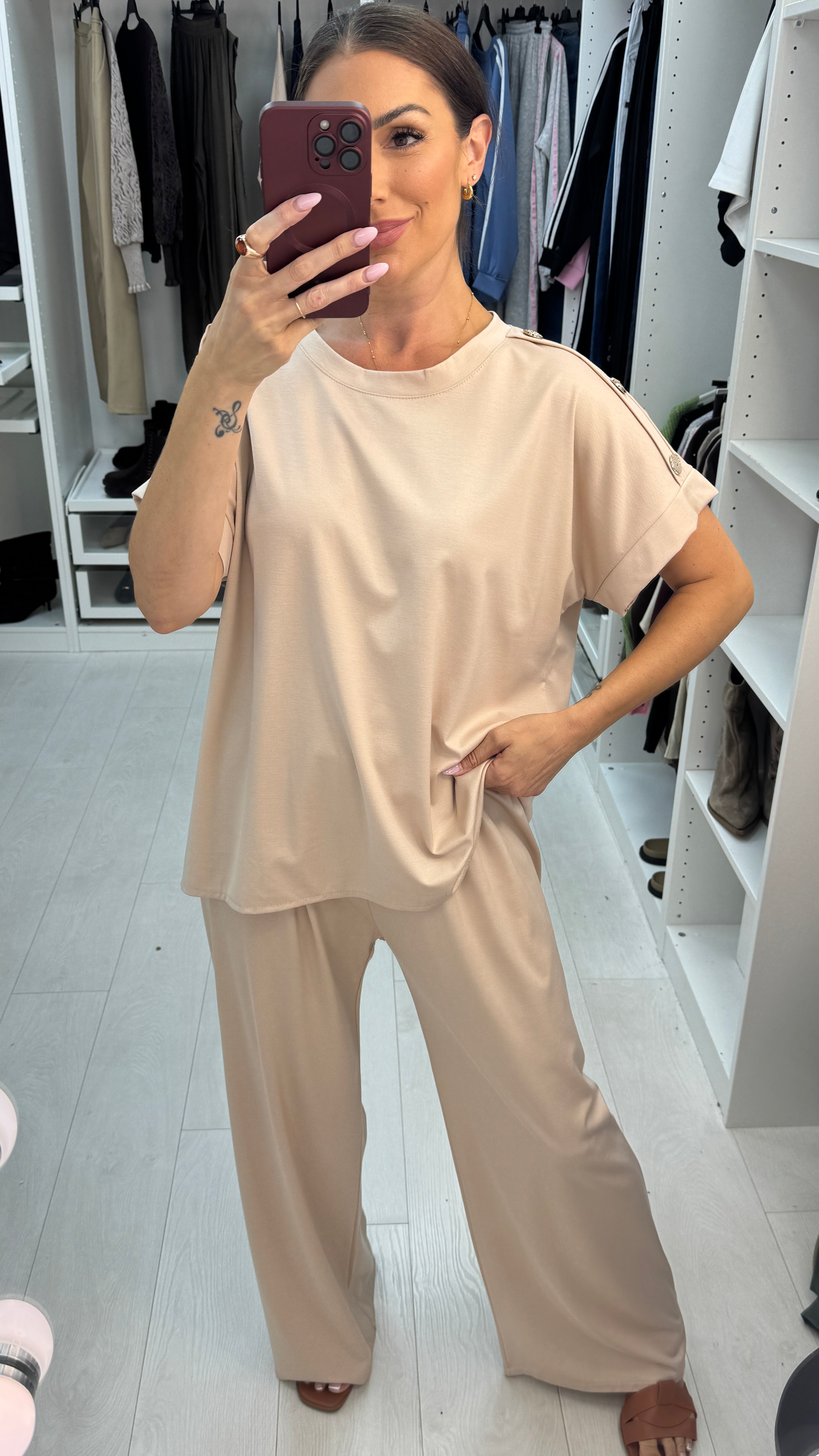 Natalia Plain Button Detailed Loungewear Set