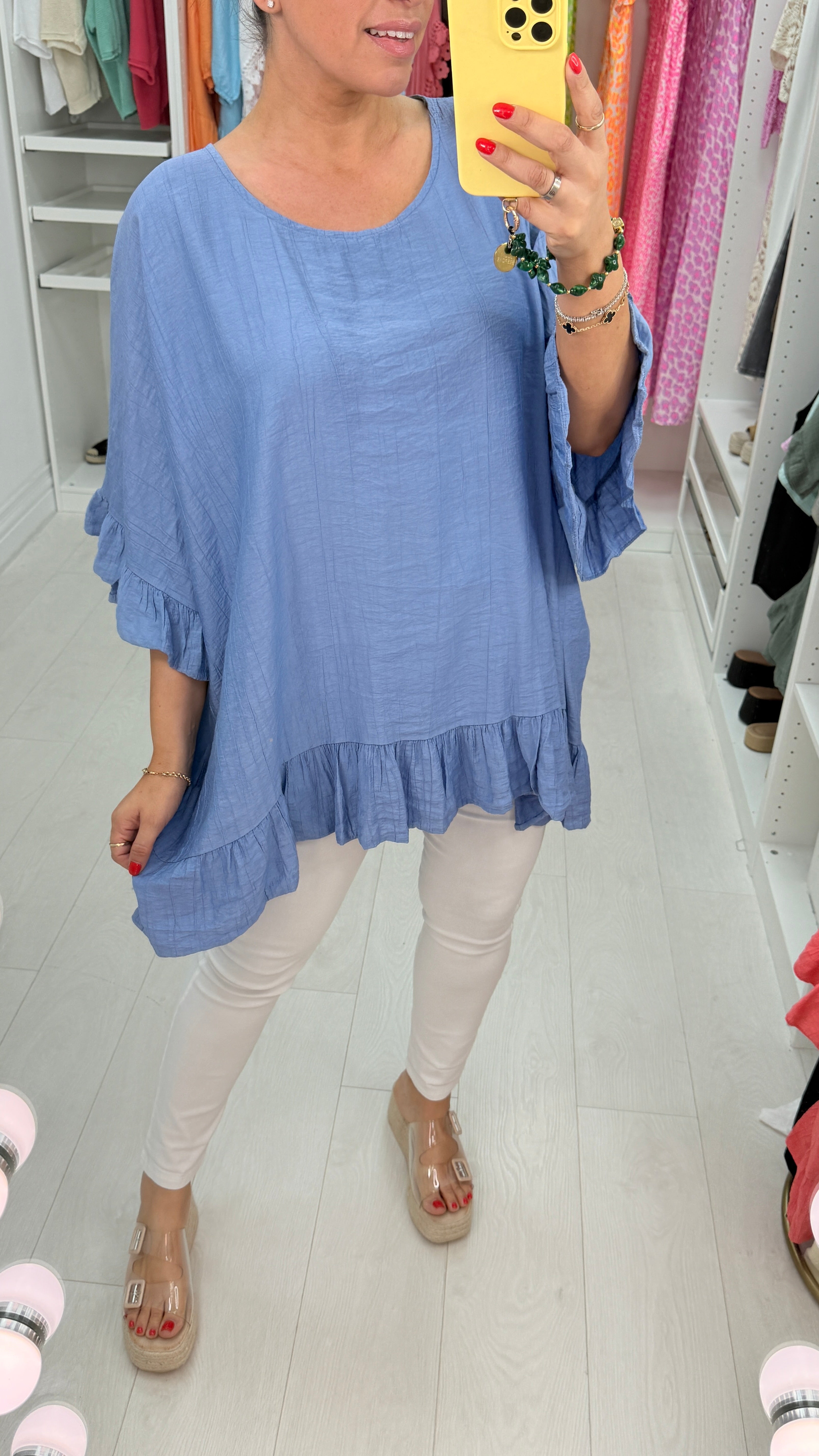 Alexa Lightweight Ruffle Detail Oversized Top