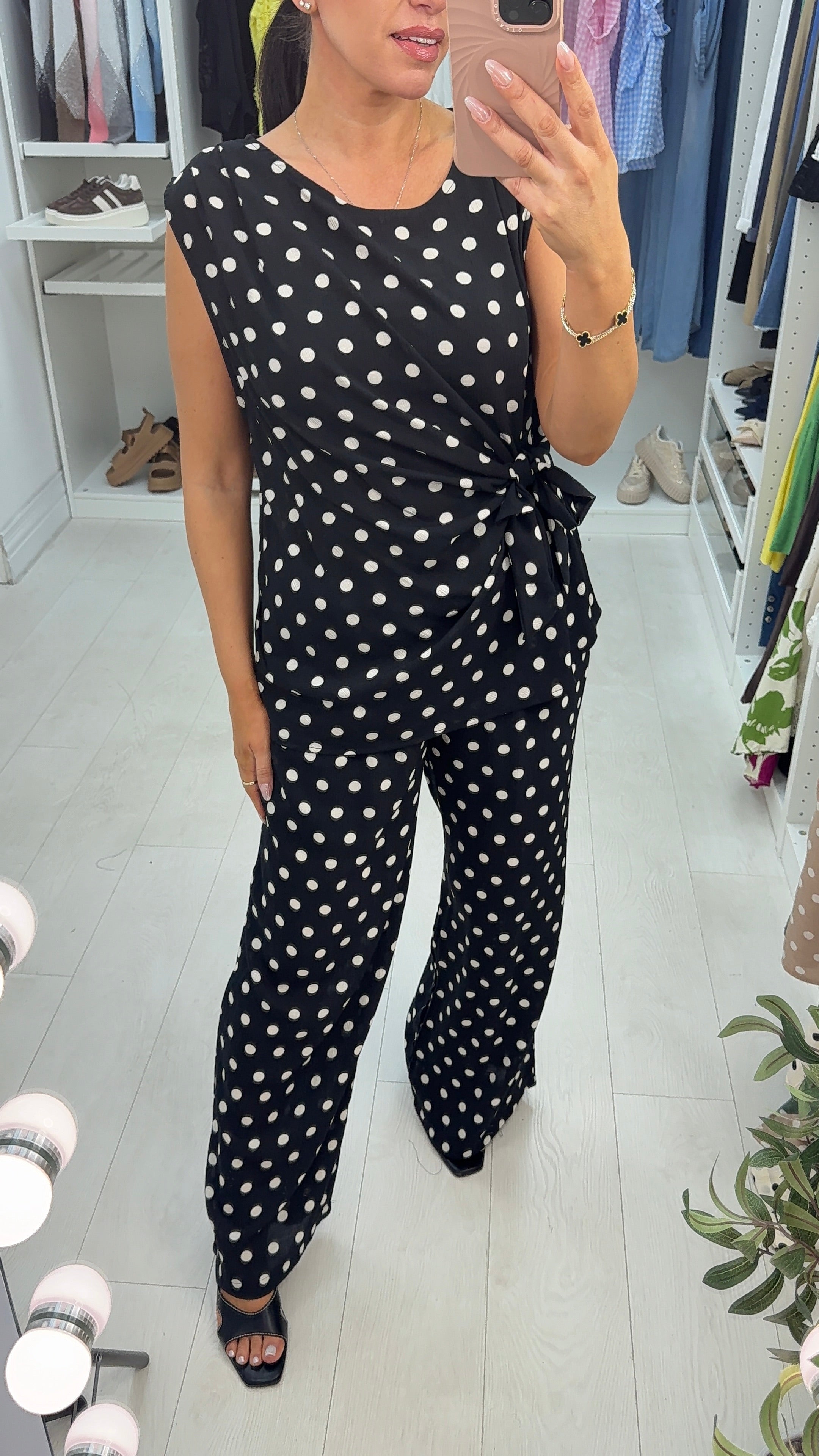 Larissa Polka Dot Tie Side Co-Ord Set
