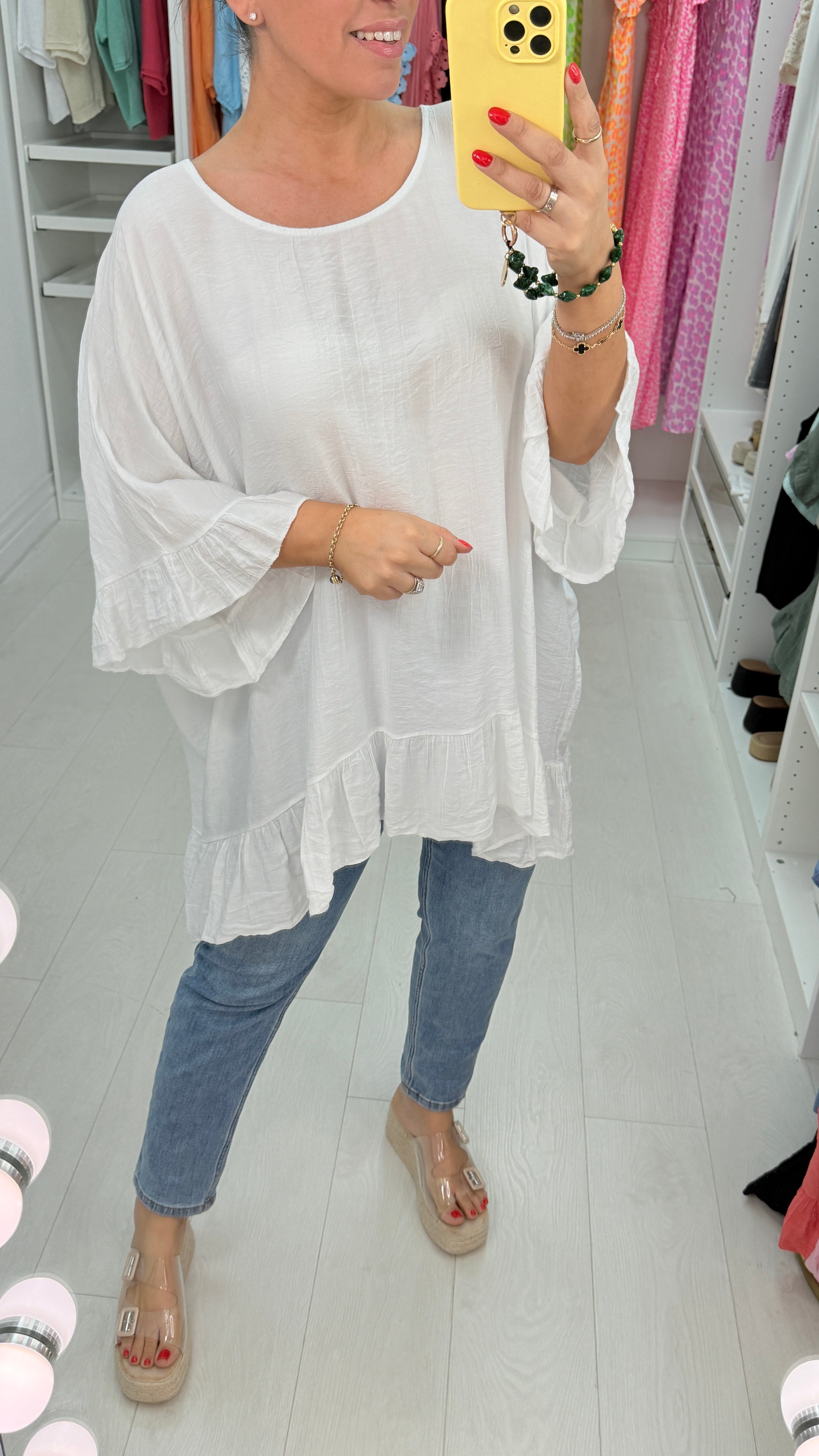 Alexa Lightweight Ruffle Detail Oversized Top
