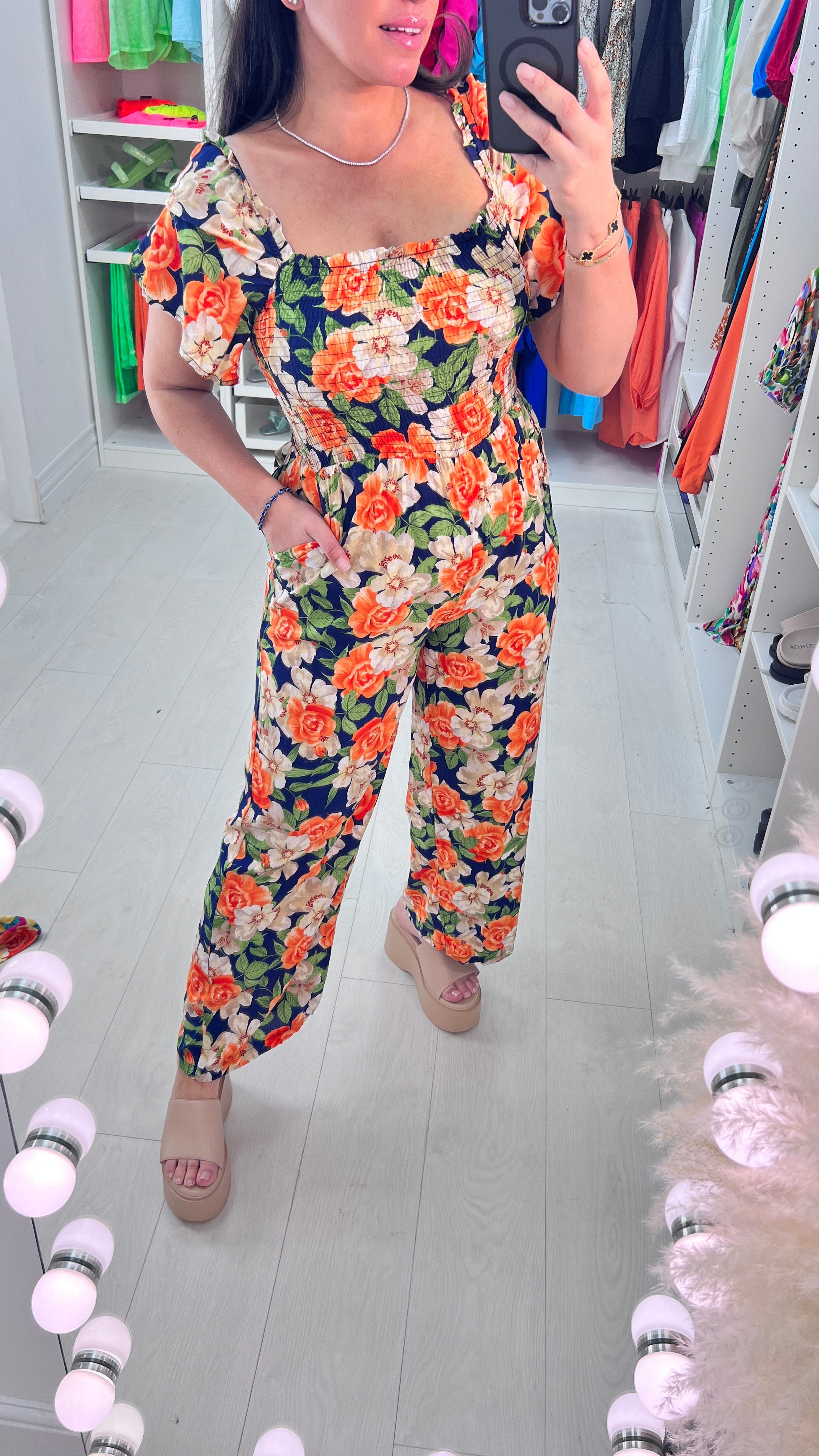 Milena Bardot Floral Print Elasticated Bust Jumpsuit