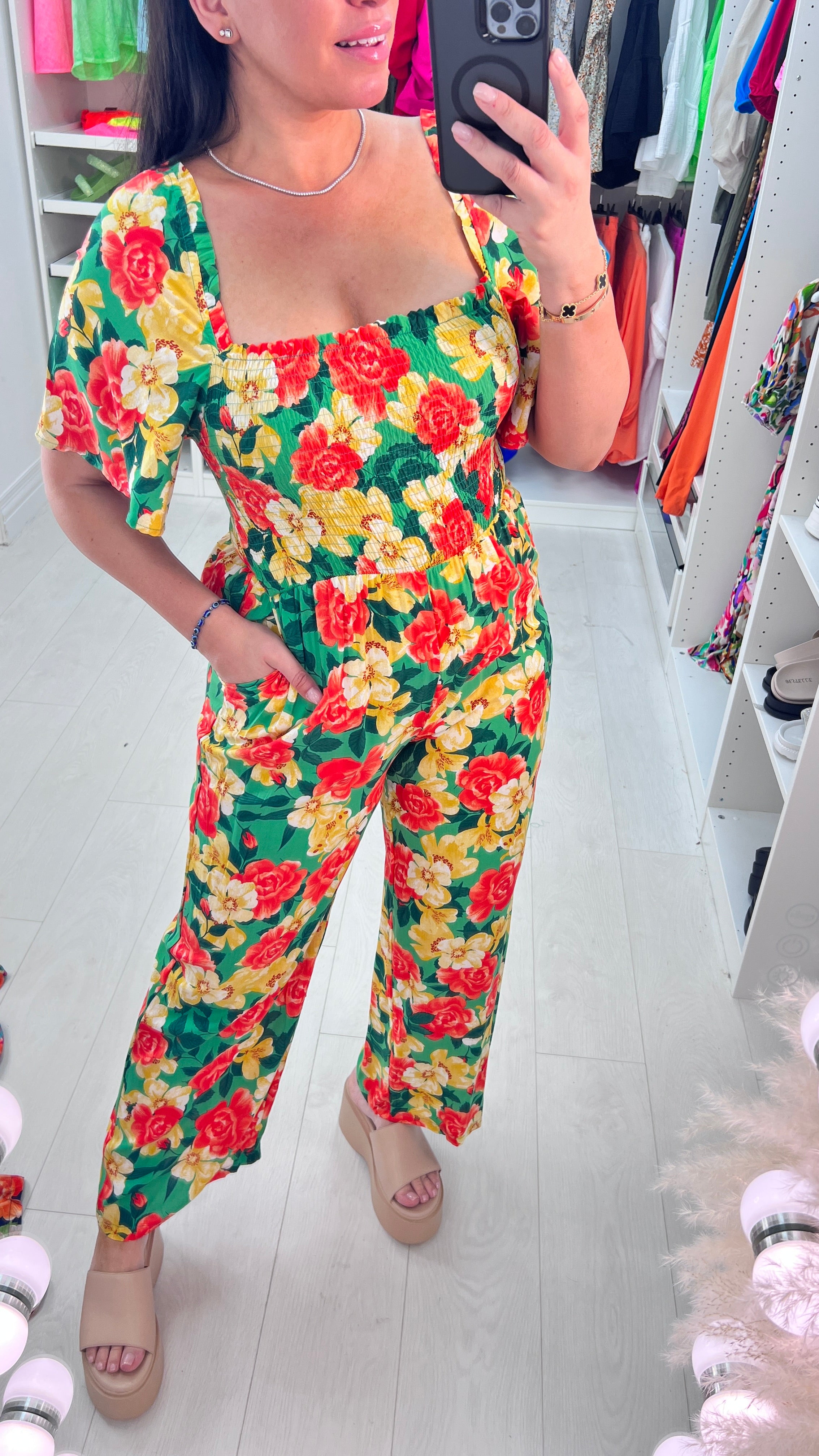 Milena Bardot Floral Print Elasticated Bust Jumpsuit