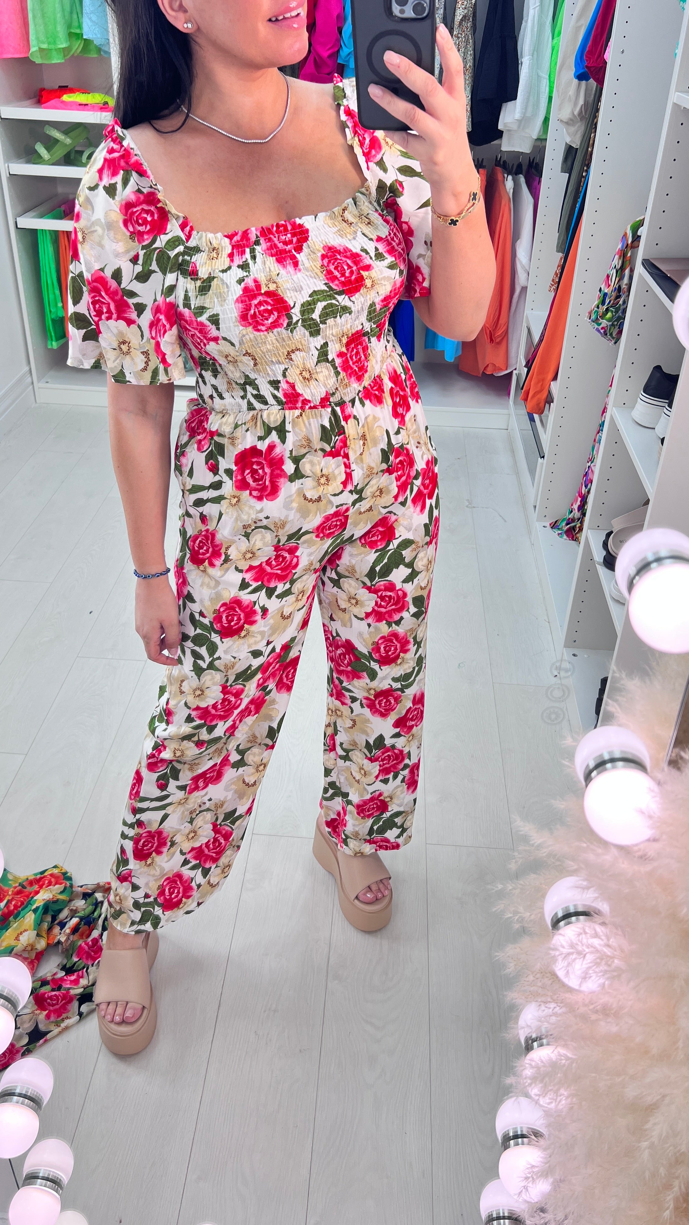 Milena Bardot Floral Print Elasticated Bust Jumpsuit
